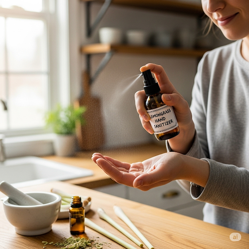Homemade Lemongrass Essential Oil Hand Sanitizer