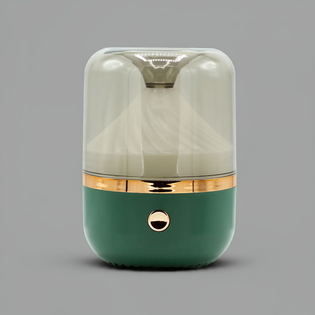 Night Light Humidifier: Relaxing Mist & Glow - Green & Bronze