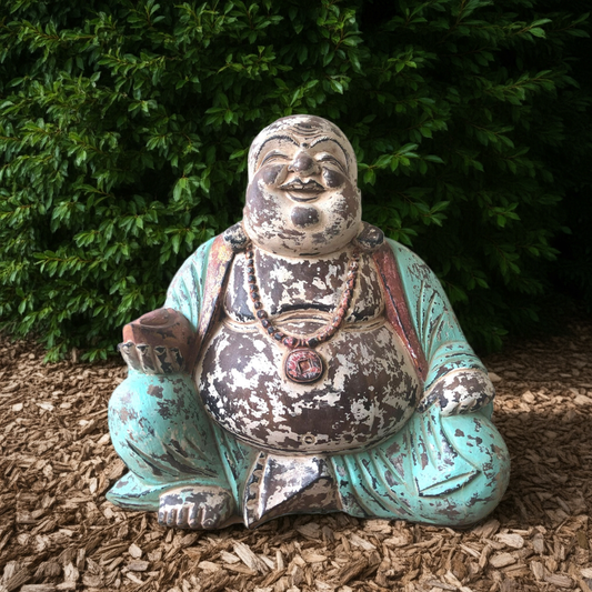 Happy Buddha Suar Wood Statue: Prosperity & Joy - 40cm