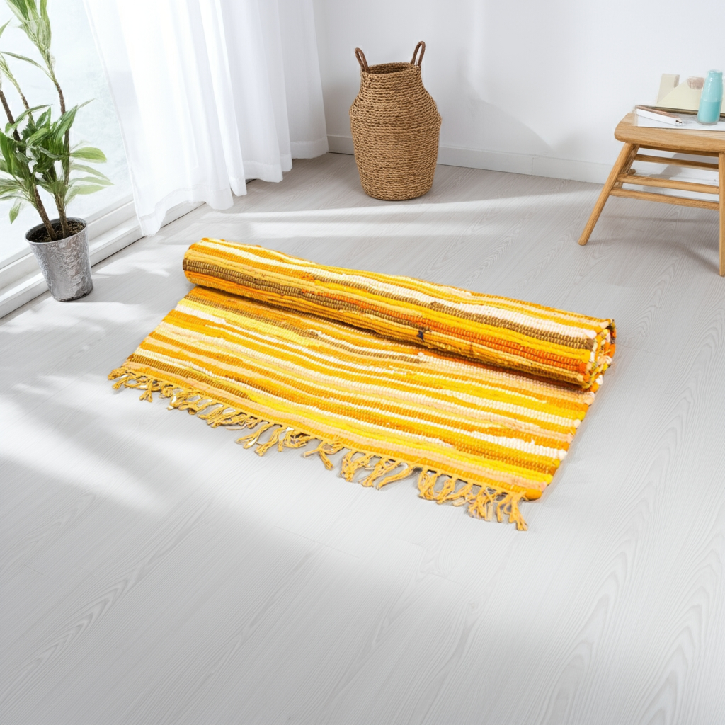 Sunrise Orange Rag Rug: Premium Quality Floor Covering - 150x200cm