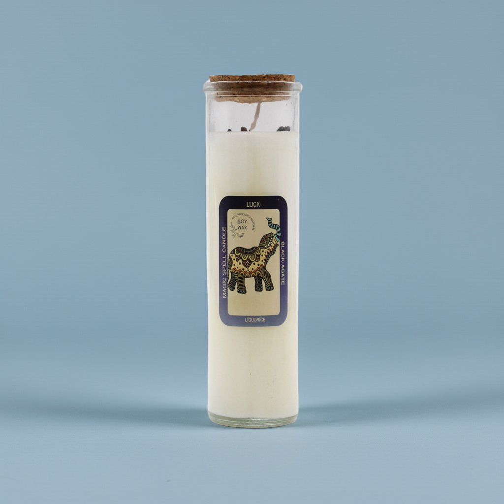 Magic Spell Candle: Luck - Black Agate