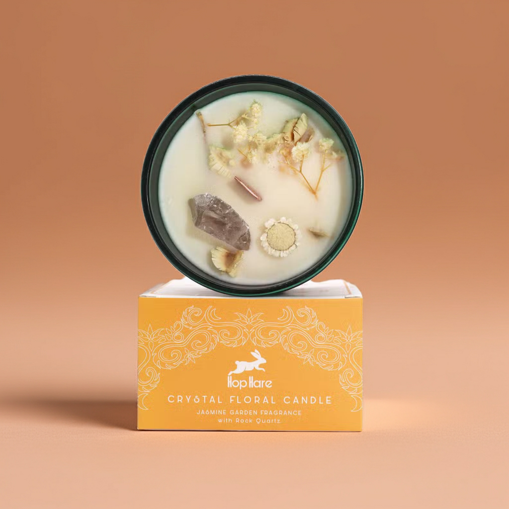 Rock Quartz Crystal Candle: Jasmine