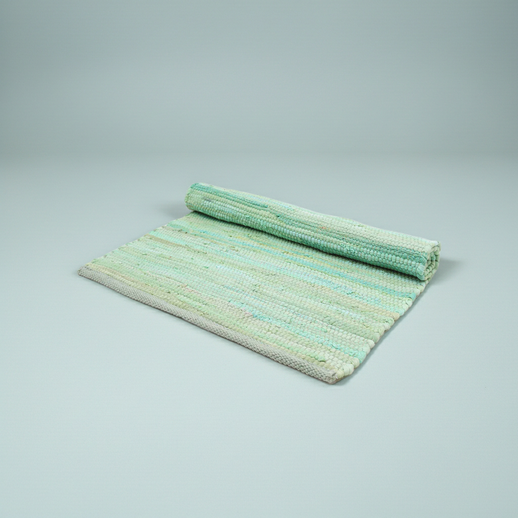 Indian Handloom Cotton Rug - Aqua
