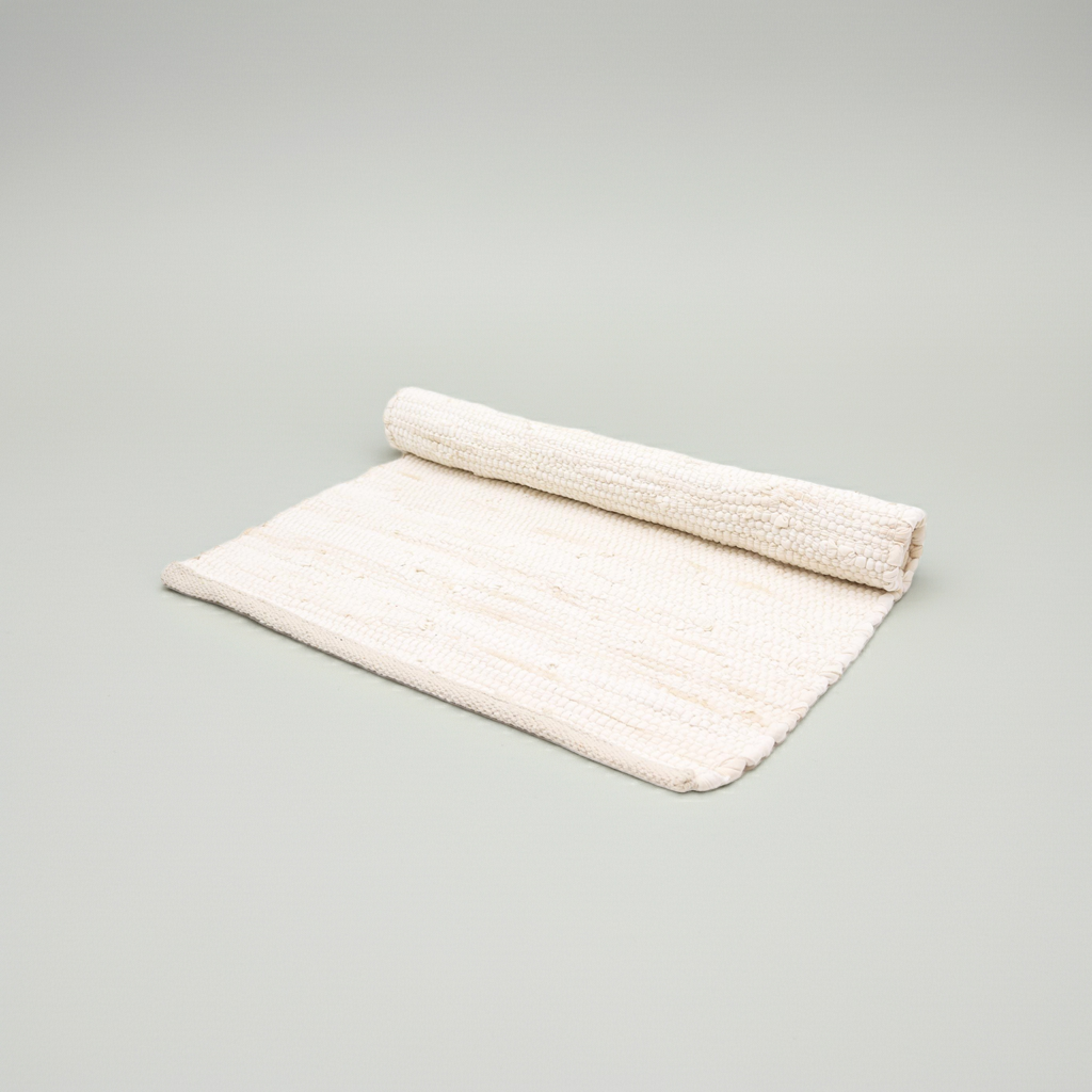 Indian Handloom Cotton Rug - Cream