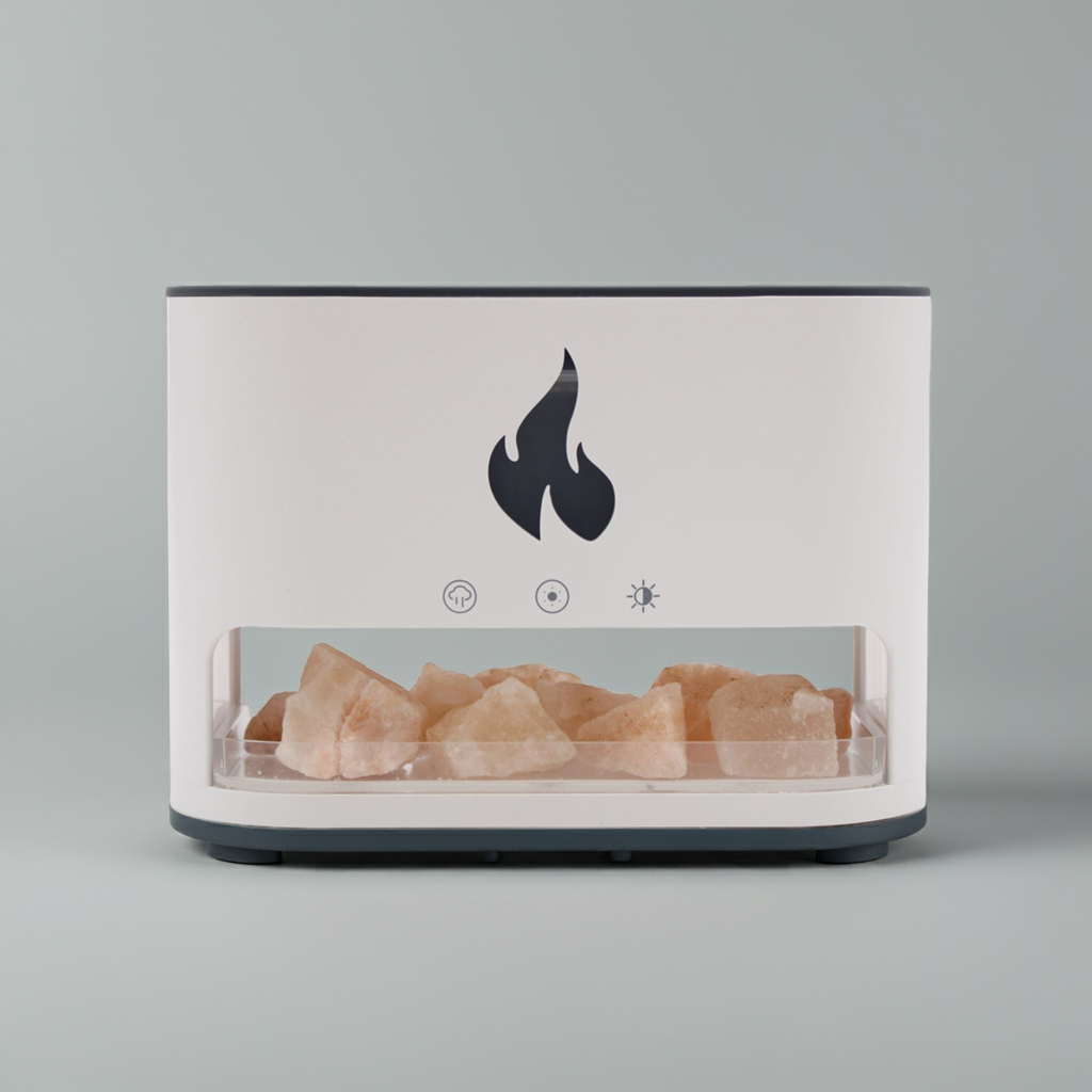 White Blaze Aroma Diffuser - Himalayan Salts & Flame Effect