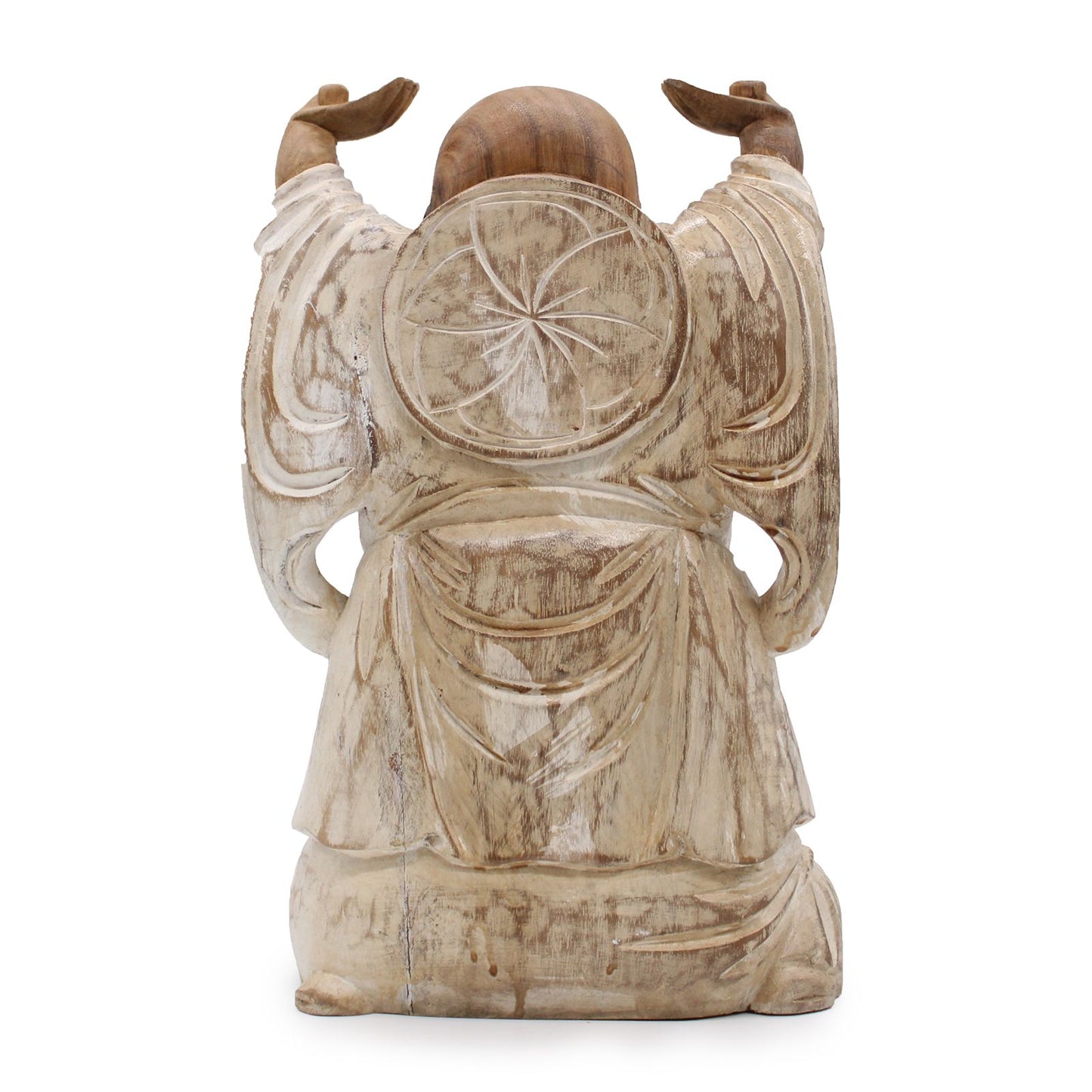 Happy Buddha: Hand-Carved White Statue - 40cm