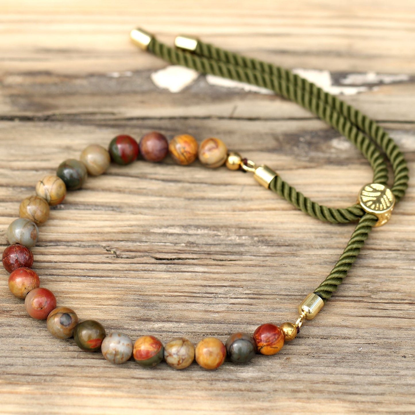 Picasso Jasper Bracelet: Stress Relief - 18k Gold Plated