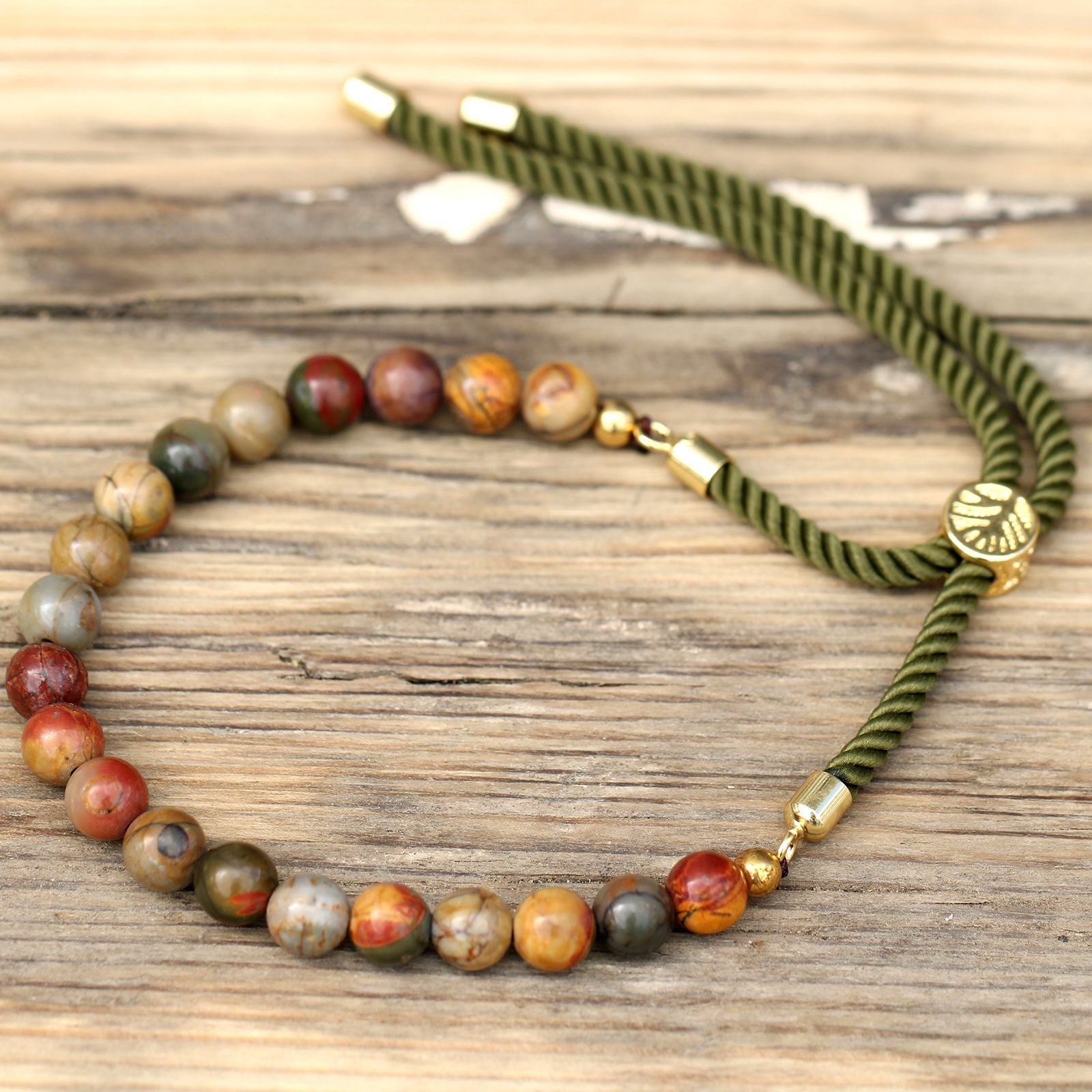 Picasso Jasper Bracelet: Stress Relief - 18k Gold Plated