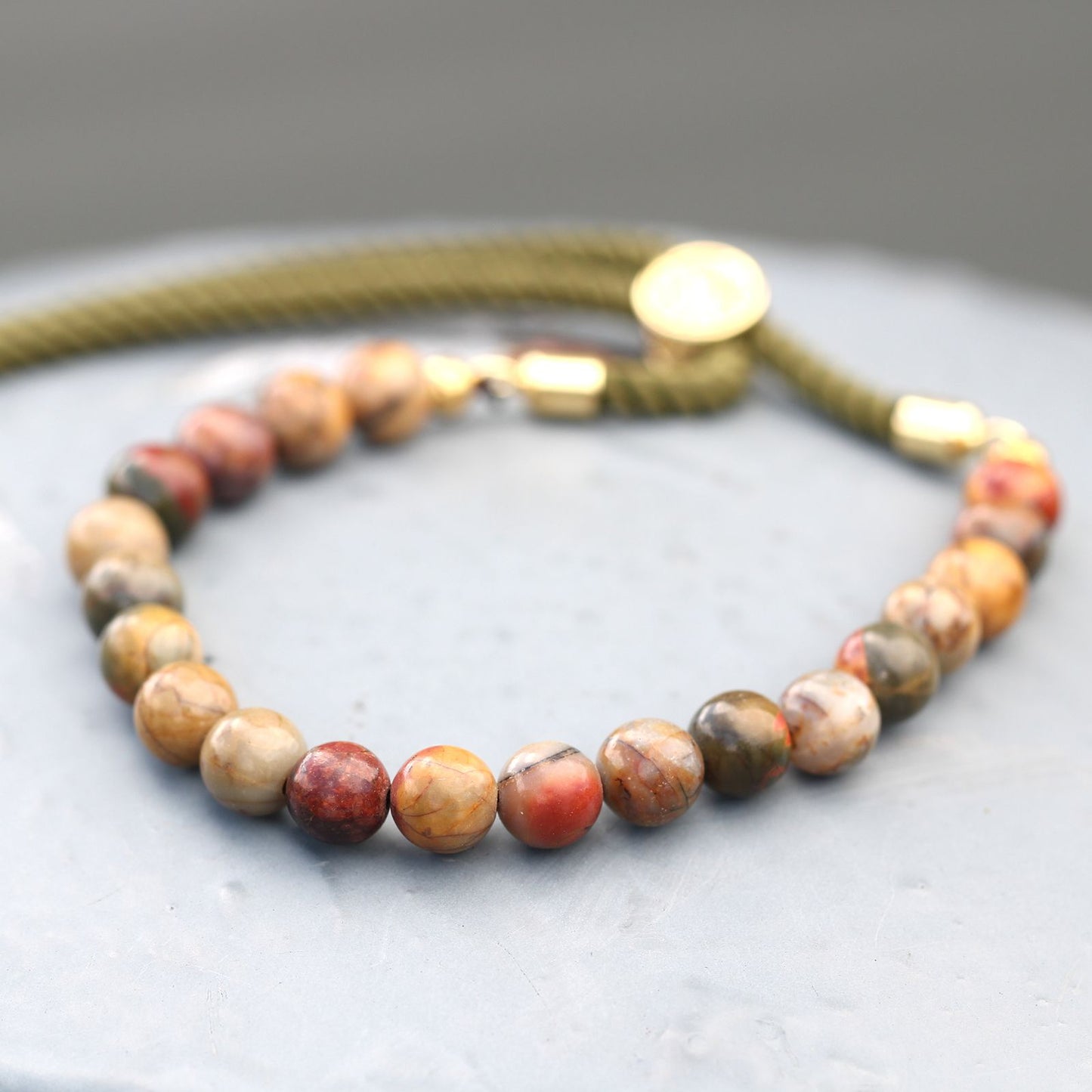 Picasso Jasper Bracelet: Stress Relief - 18k Gold Plated