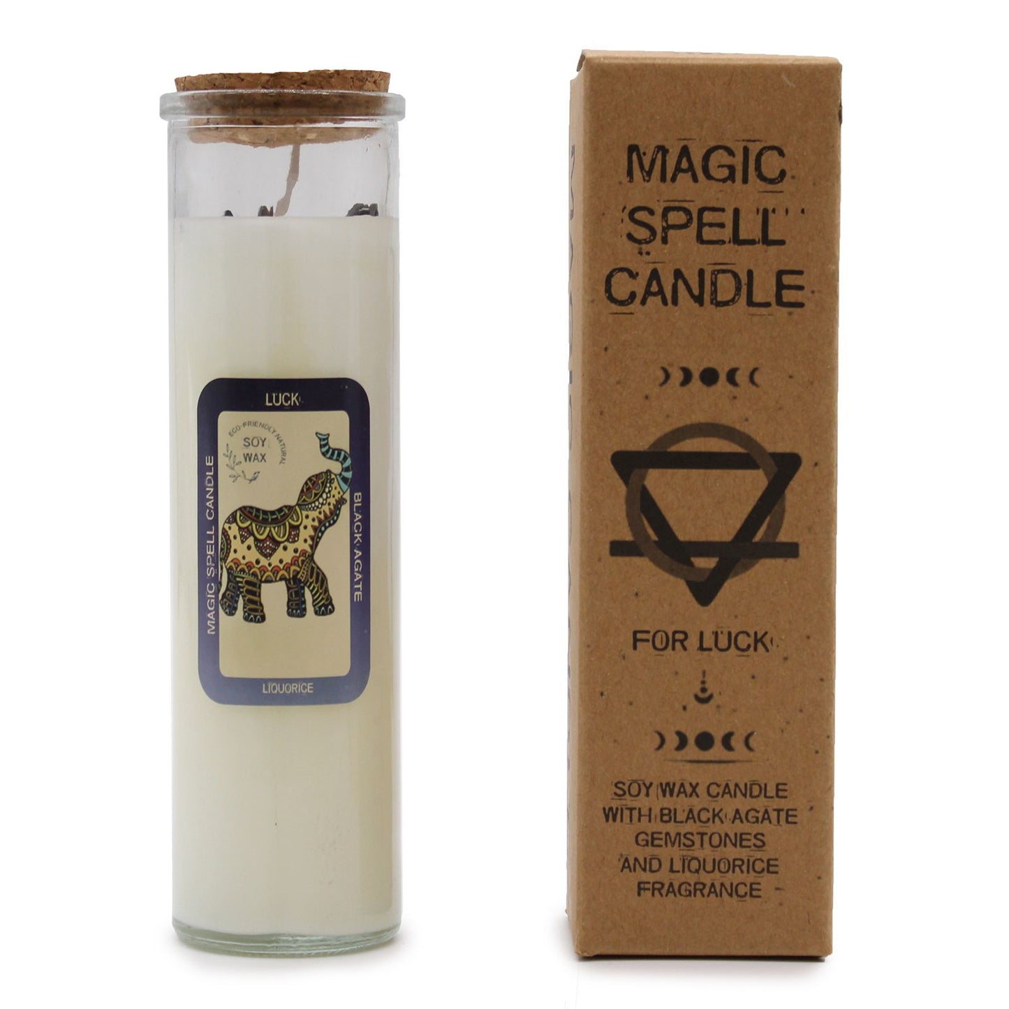 Magic Spell Candle: Luck - Black Agate