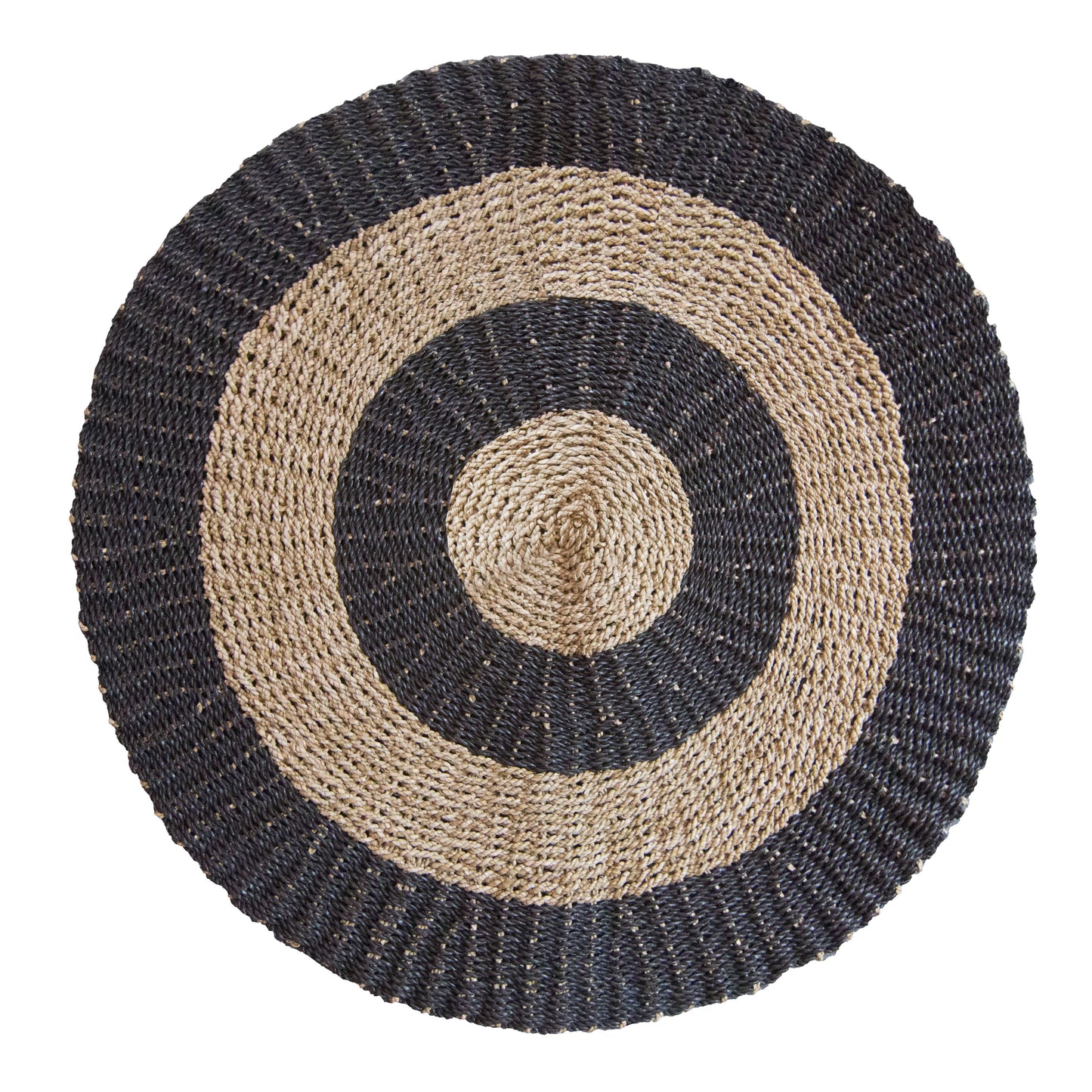 Handwoven Black & Tan Seagrass Rug - 100cm