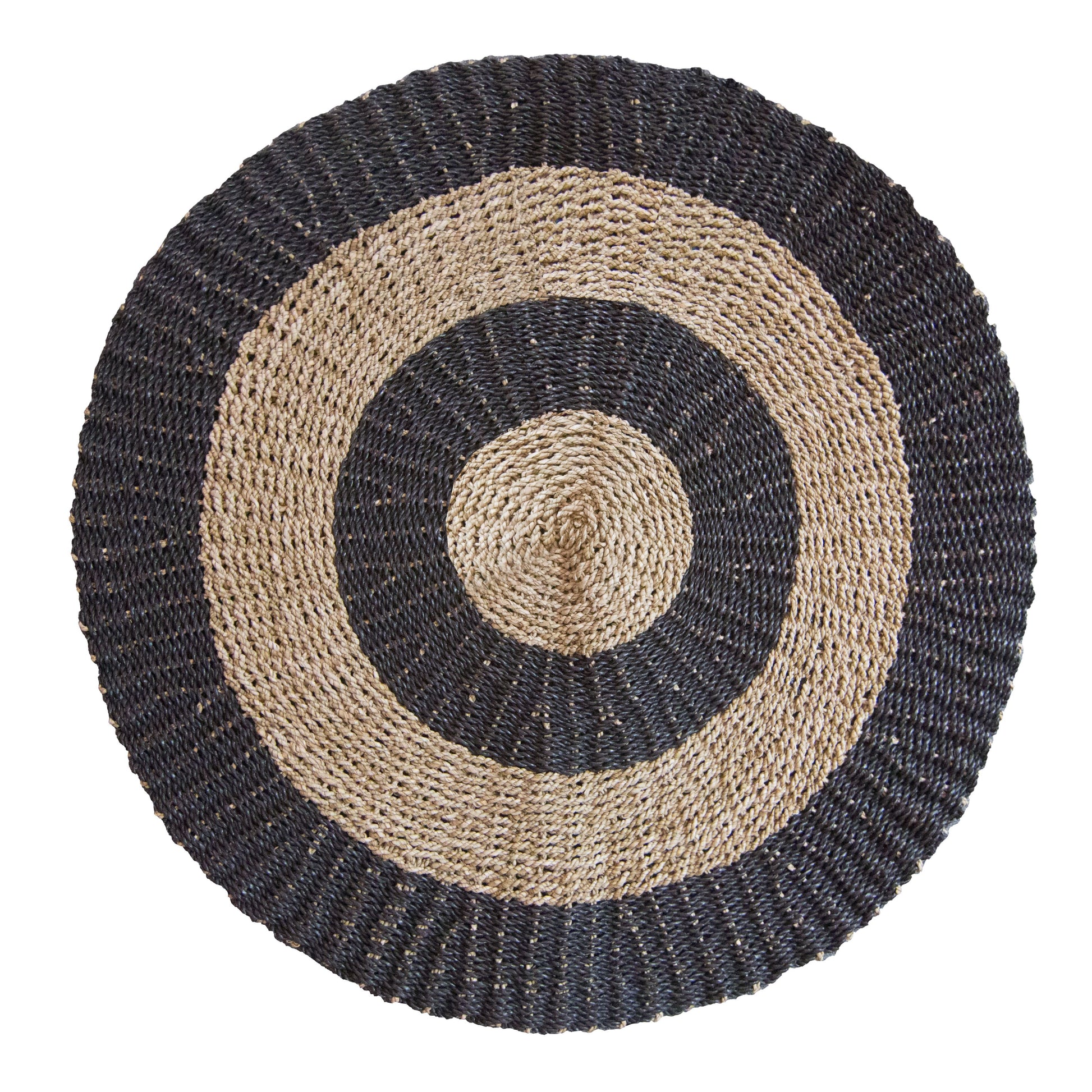 Handwoven Black & Tan Seagrass Rug - 100cm