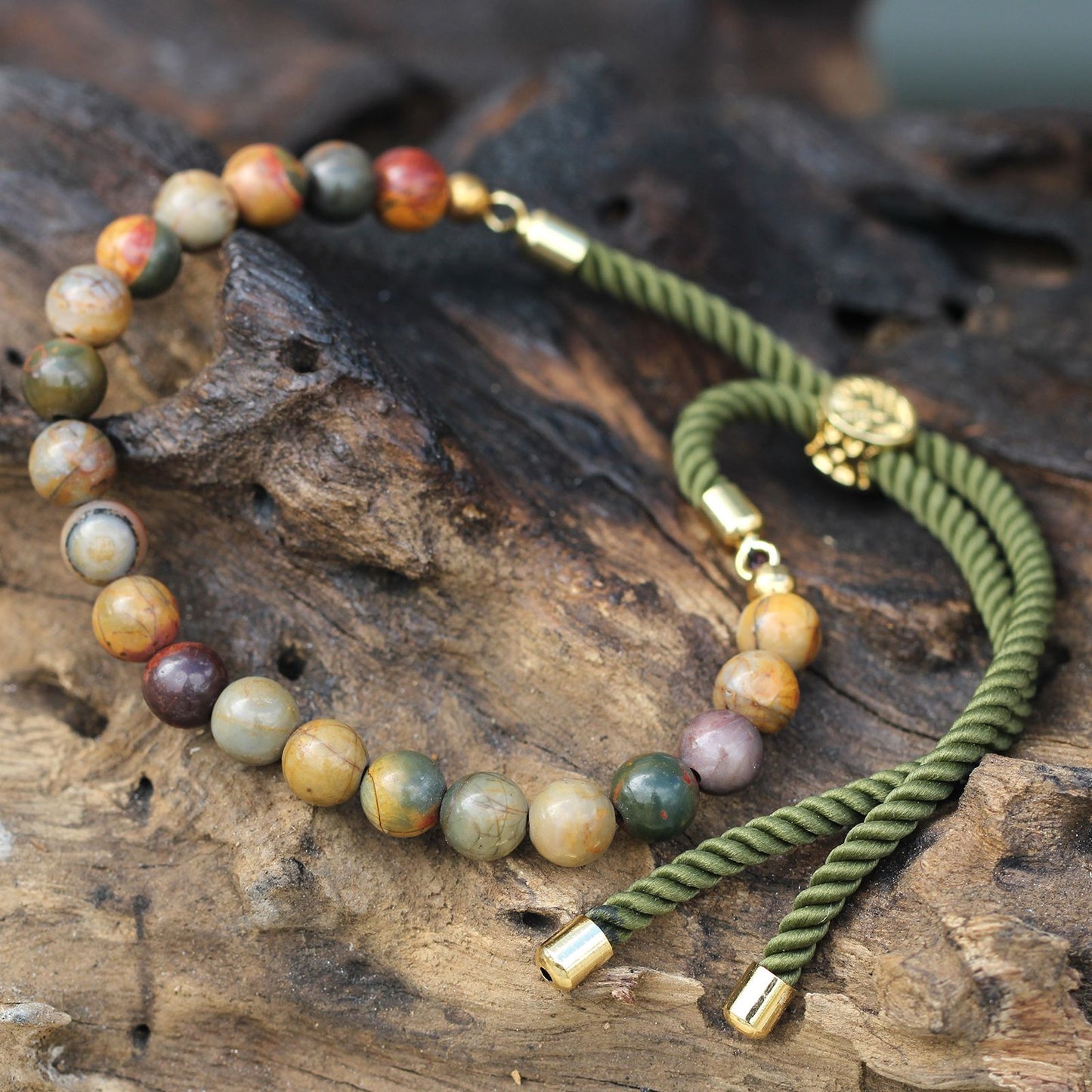 Picasso Jasper Bracelet: Stress Relief - 18k Gold Plated