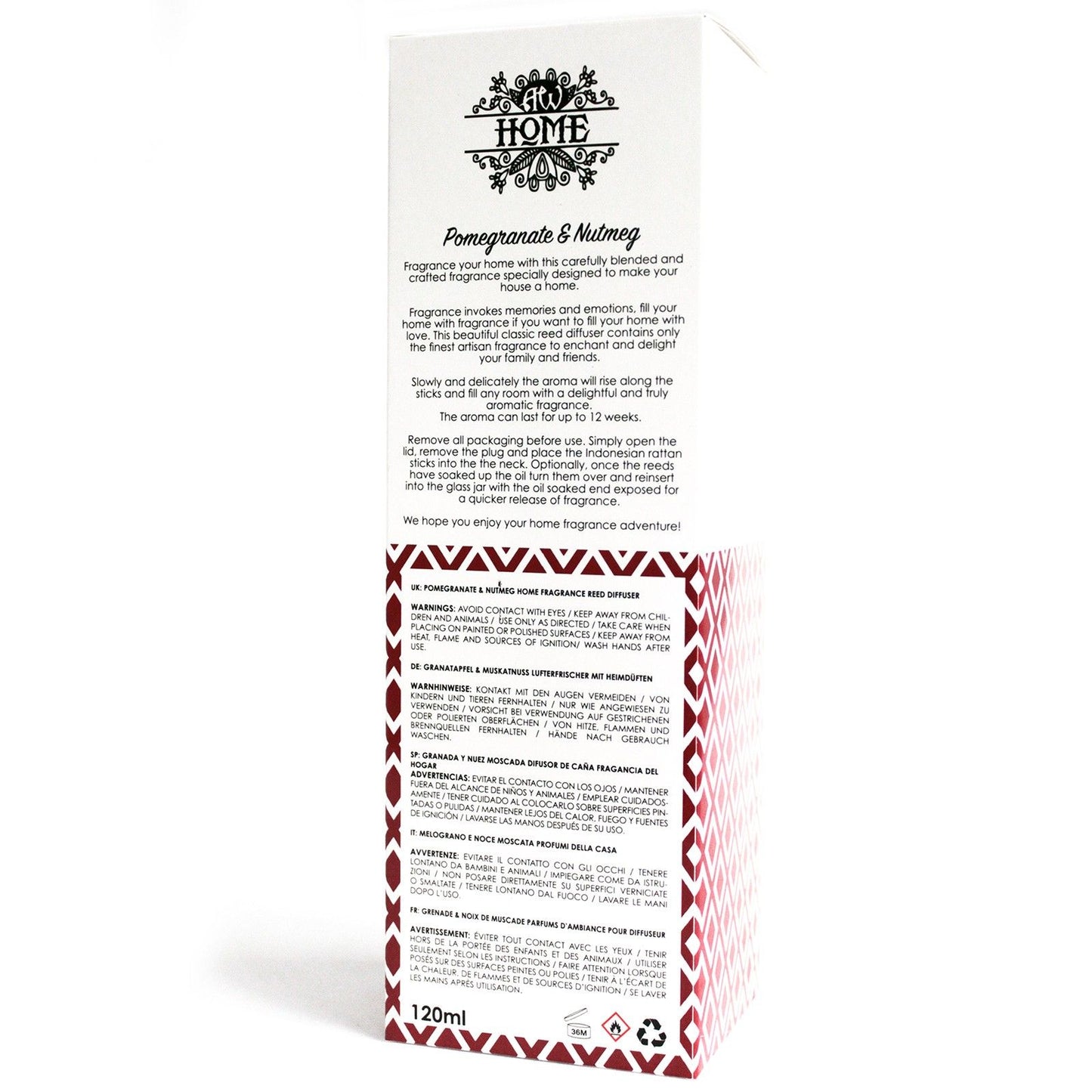 Fragrance Reed Diffuser: Pomegranate & Nutmeg - 120ml