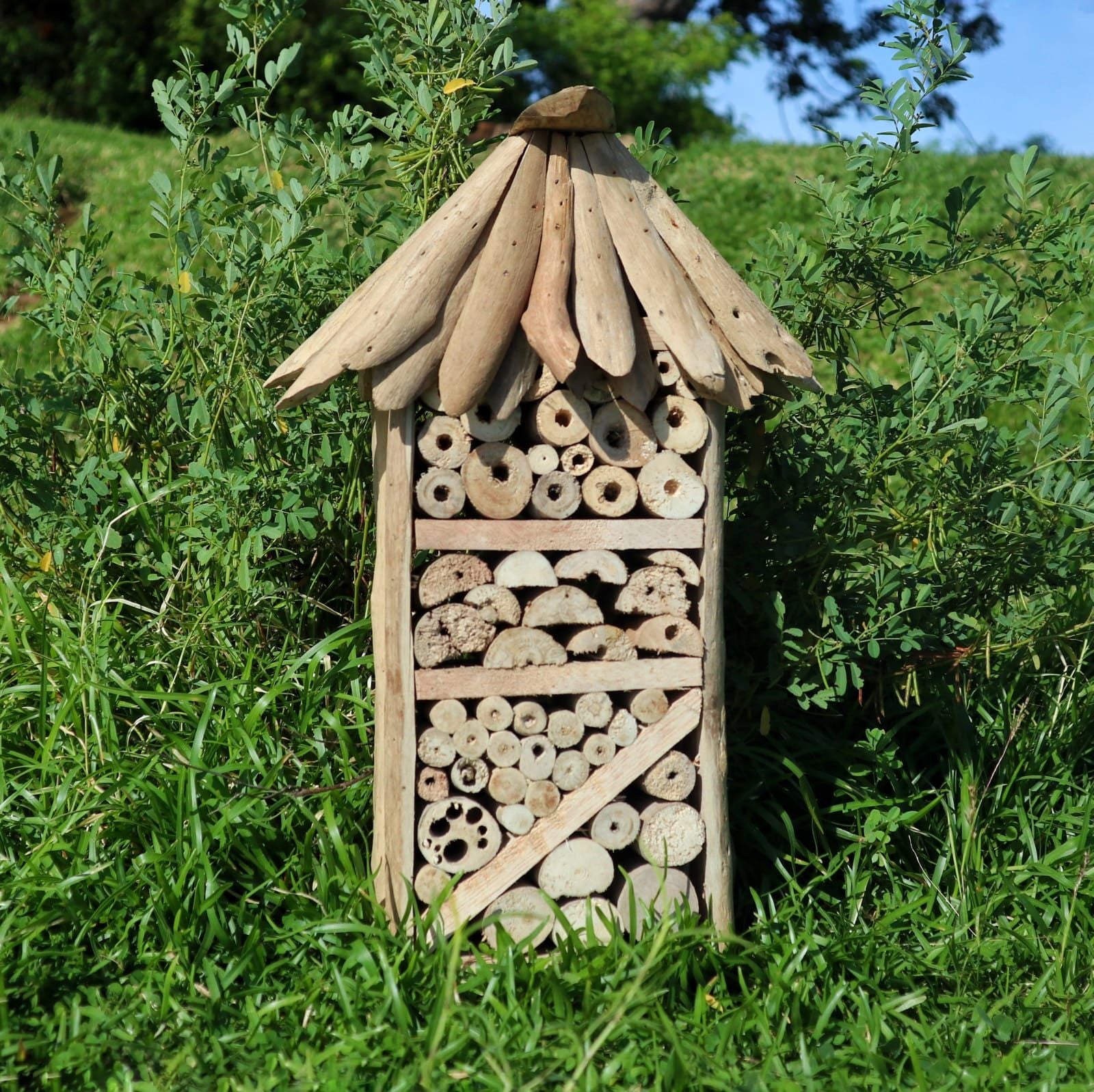 Recycled Driftwood Bee & Insect Garden Hotel - 38cm