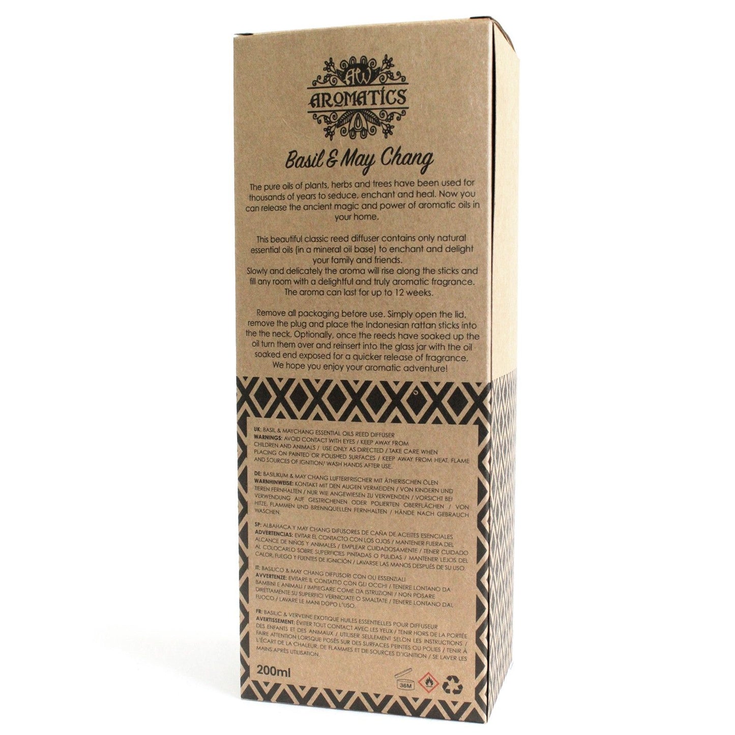 Essential Oil Reed Diffuser: Basil & Maychang - 200ml