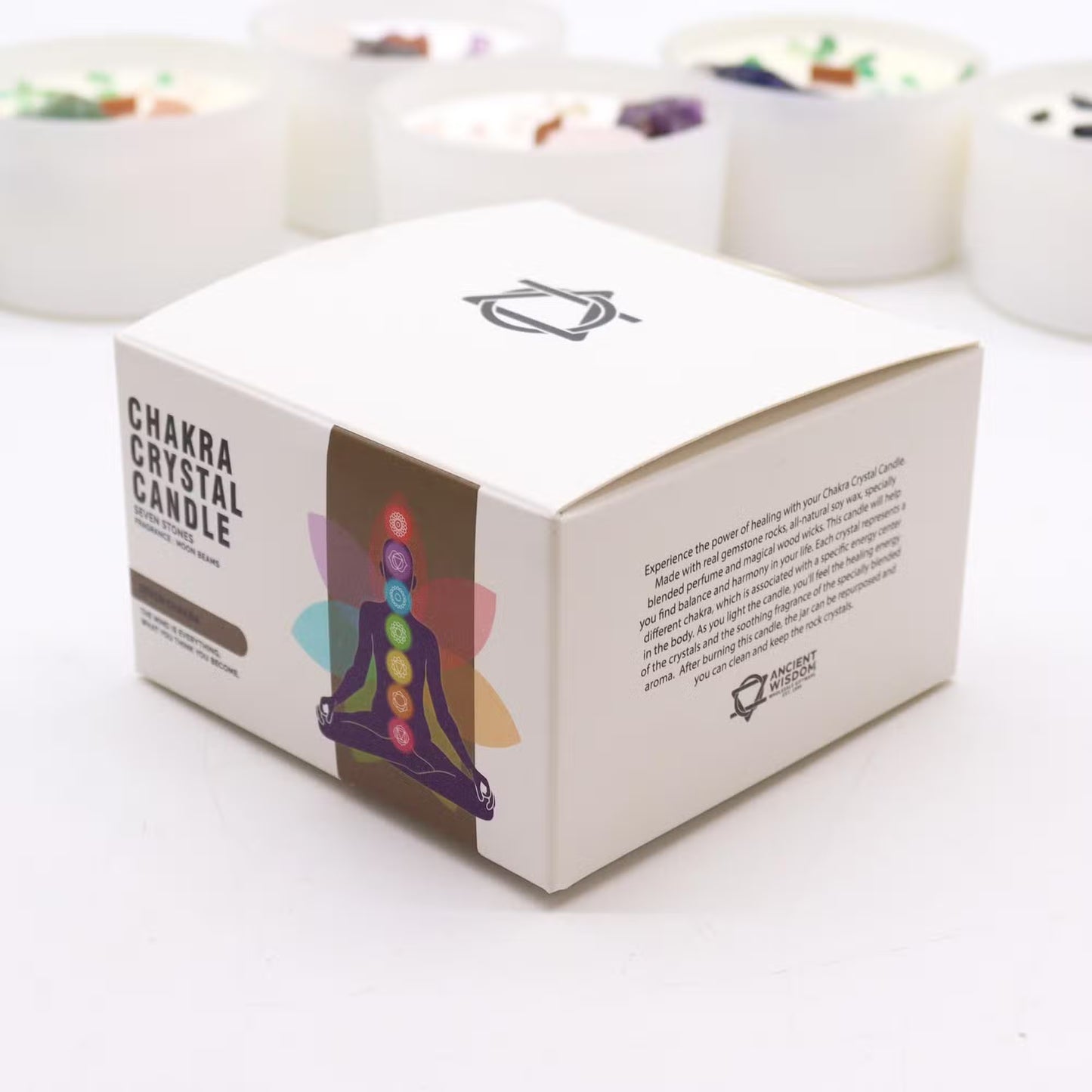Seven Chakra Crystal Candle - With All Seven Chakra Crystals - Bath & Soak