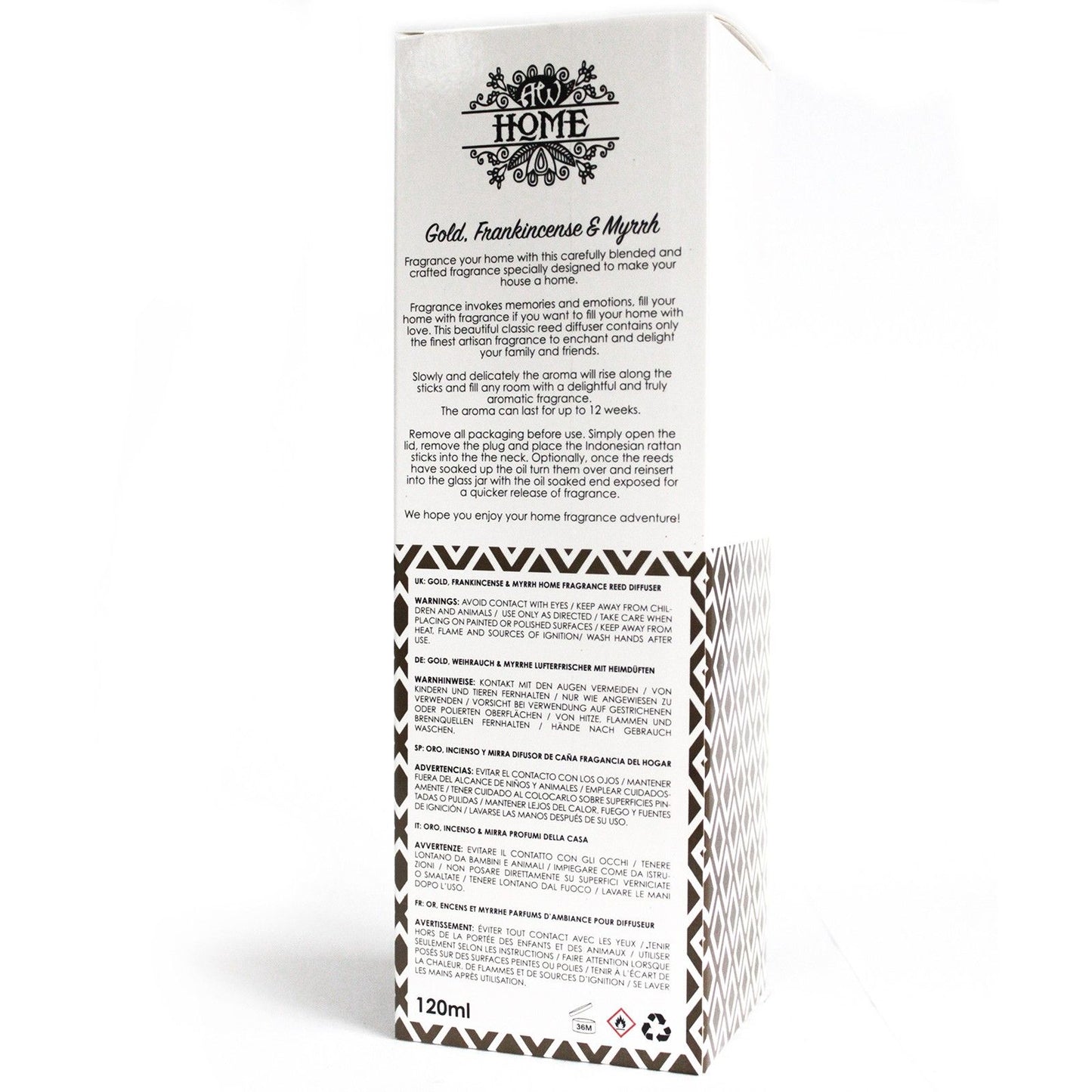 Fragrance Reed Diffuser: Gold, Frankincense & Myrrh - 120ml