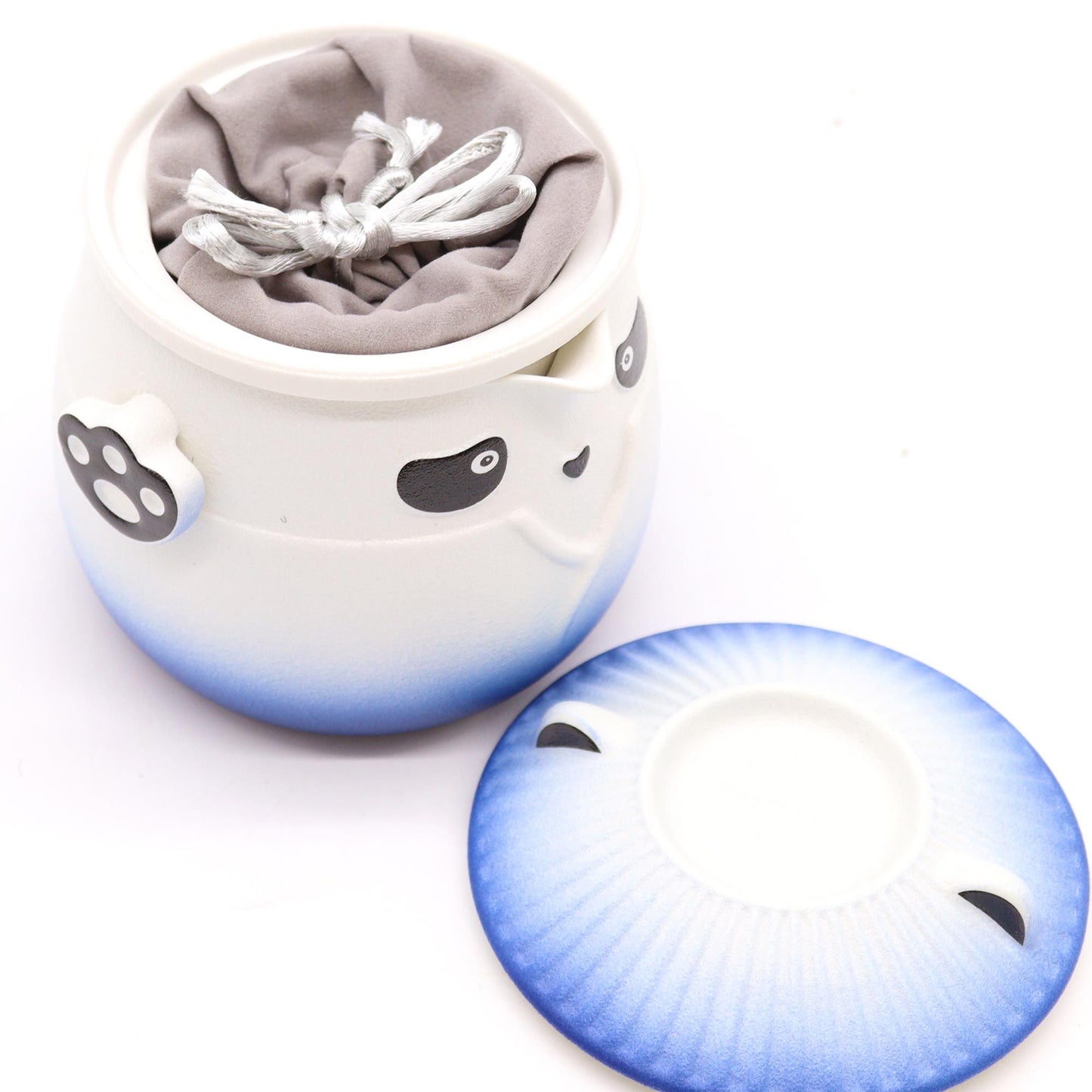 Sky Blue Panda Teapot Set: Travel-Friendly Tea - 3 Cups