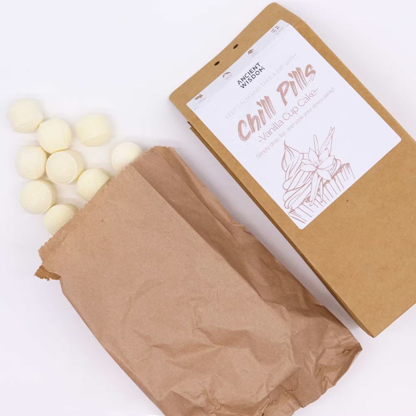 Pack of 30 Mini Bath Bombs - Vanilla Cup Cake - Bath & Soak