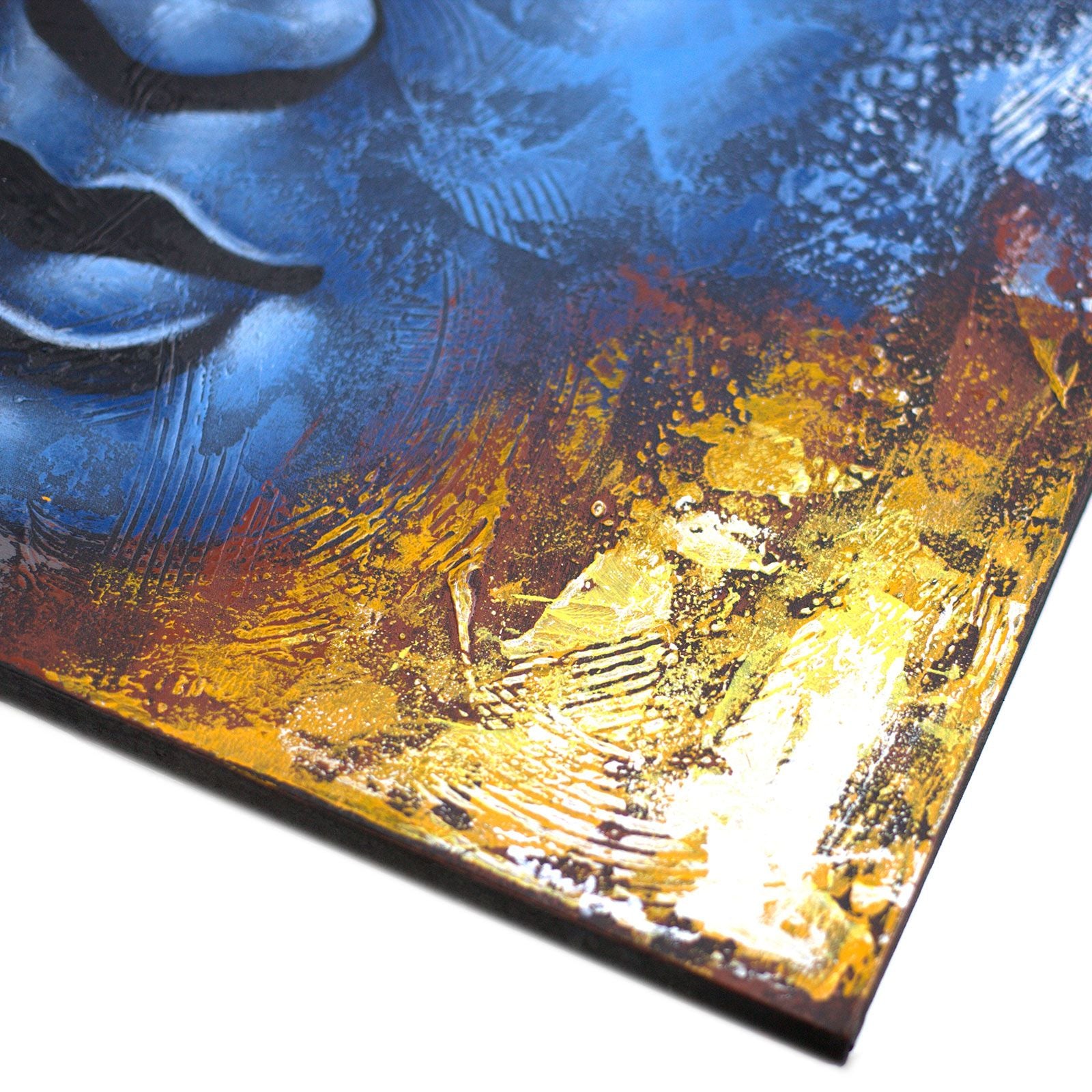 Blue Buddha Abstract Painting: Hand-Painted Serenity - 80x60cm