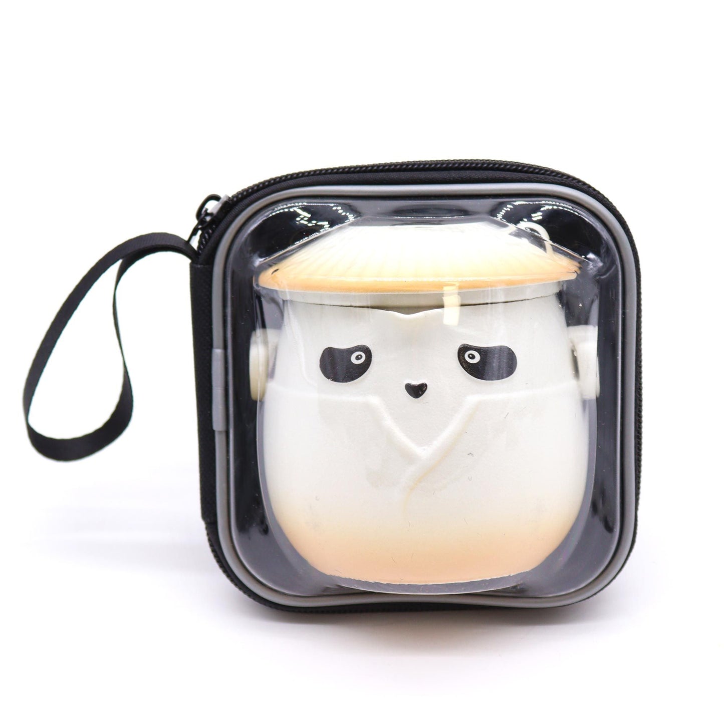 Orange Panda Teapot Set: Travel-Friendly Tea - 3 Cups