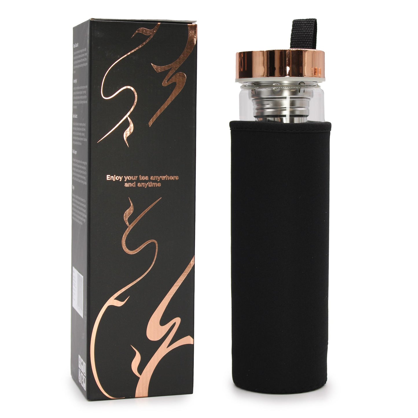 Crystal Glass Tea Infuser Bottle: Black Onyx - 500ml