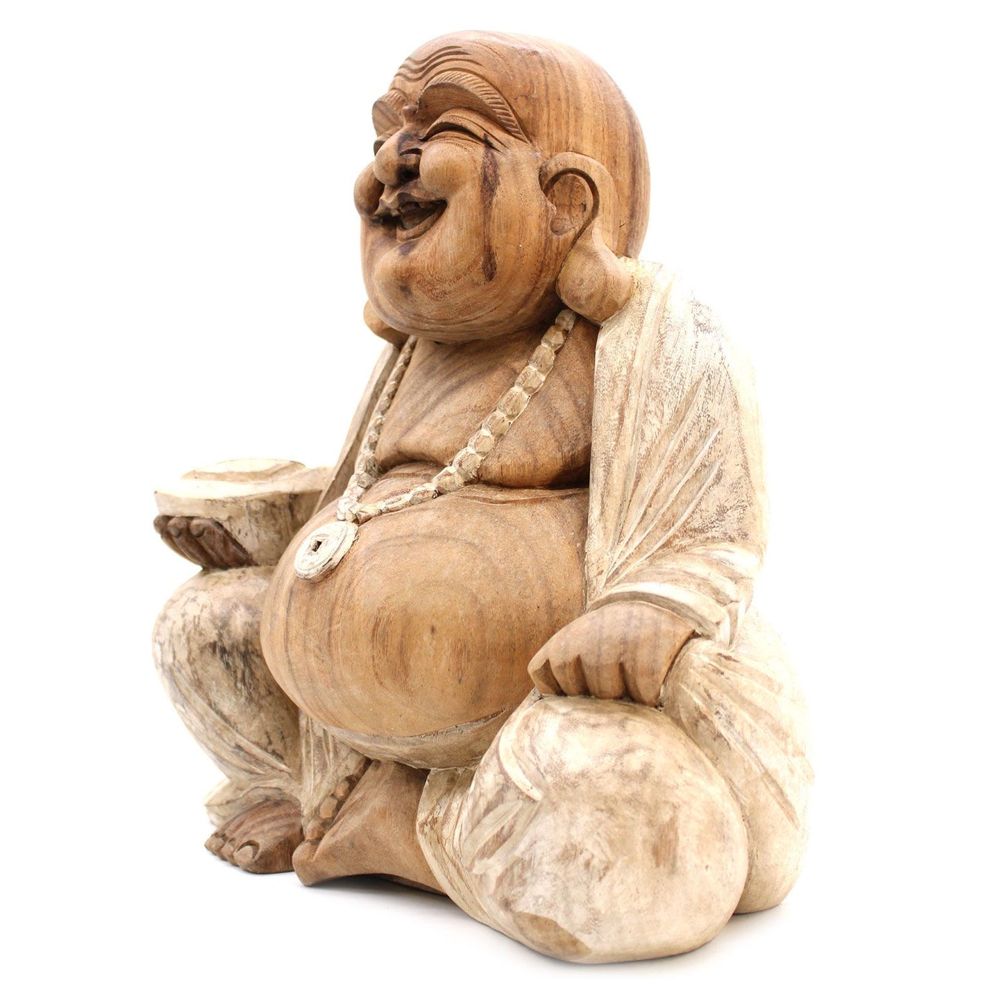 Happy Buddha: Serene Whitewash Statue - 40cm