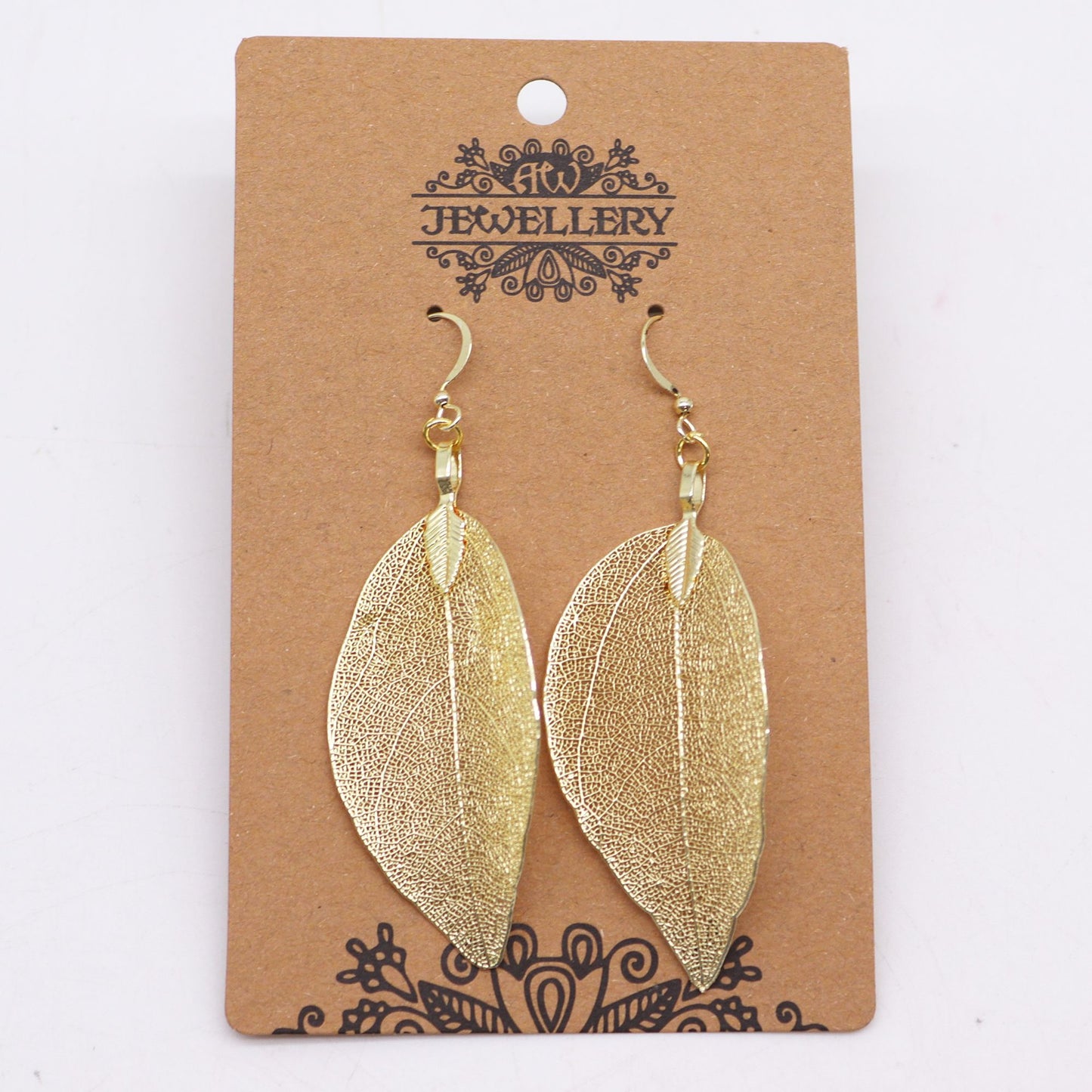 Real Leaf Earrings - Gold