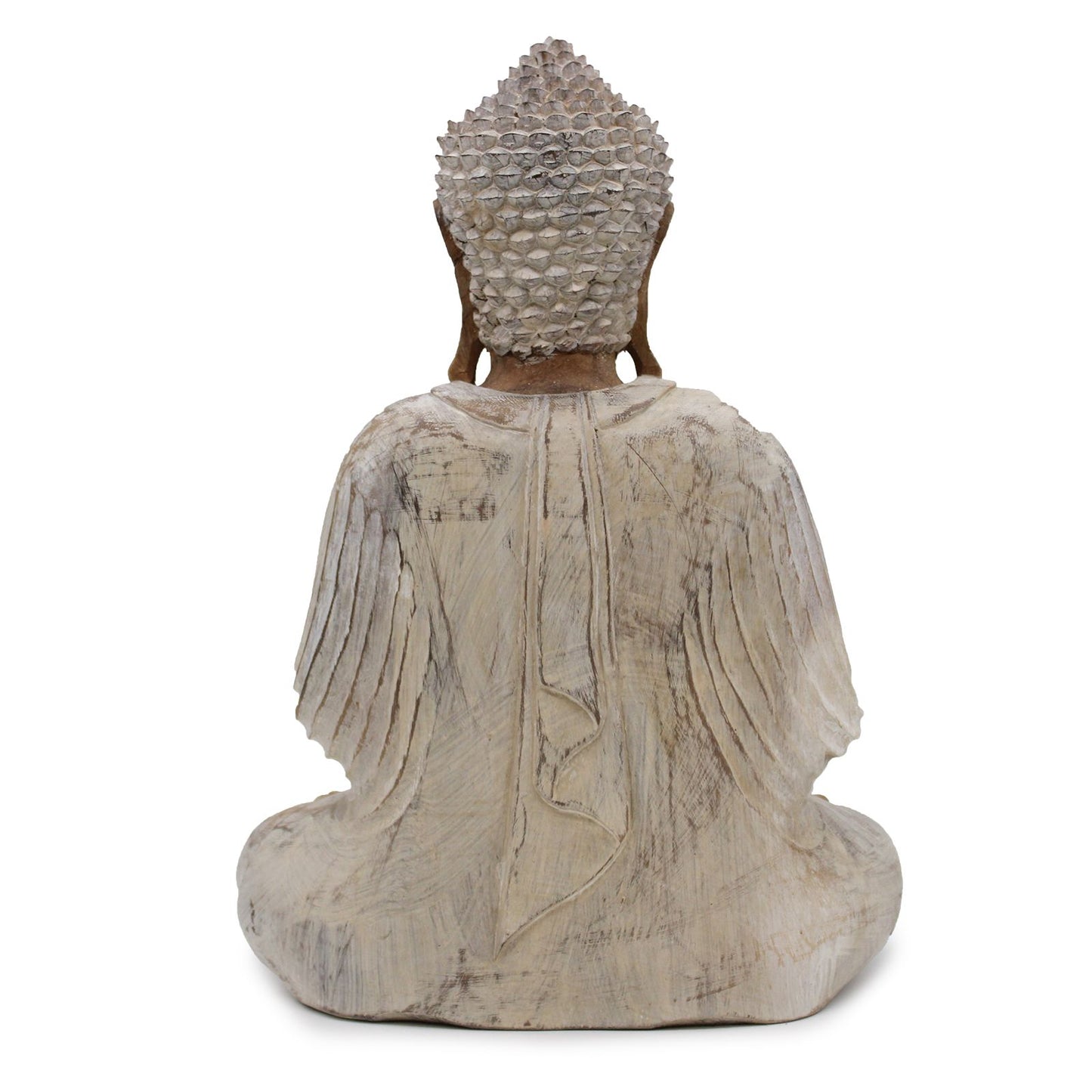 Wooden Buddha Statue: Whitewash Teaching Pose - 40cm