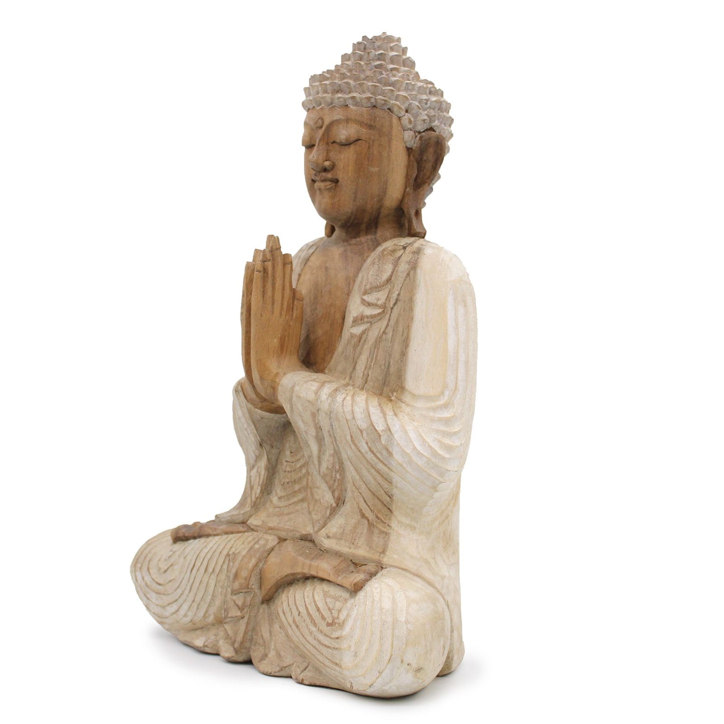 Wooden Buddha Statue: Welcome Pose - 40cm