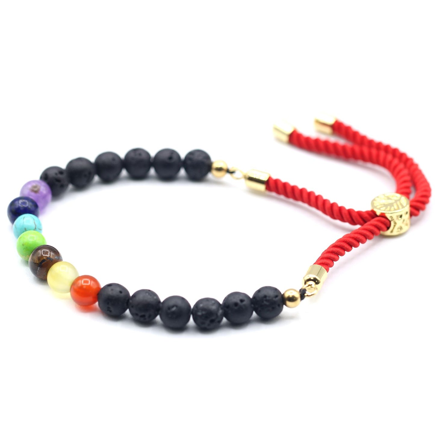Lava Stone Chakra Bracelet: Grounding Chakra - 18k Gold Plated