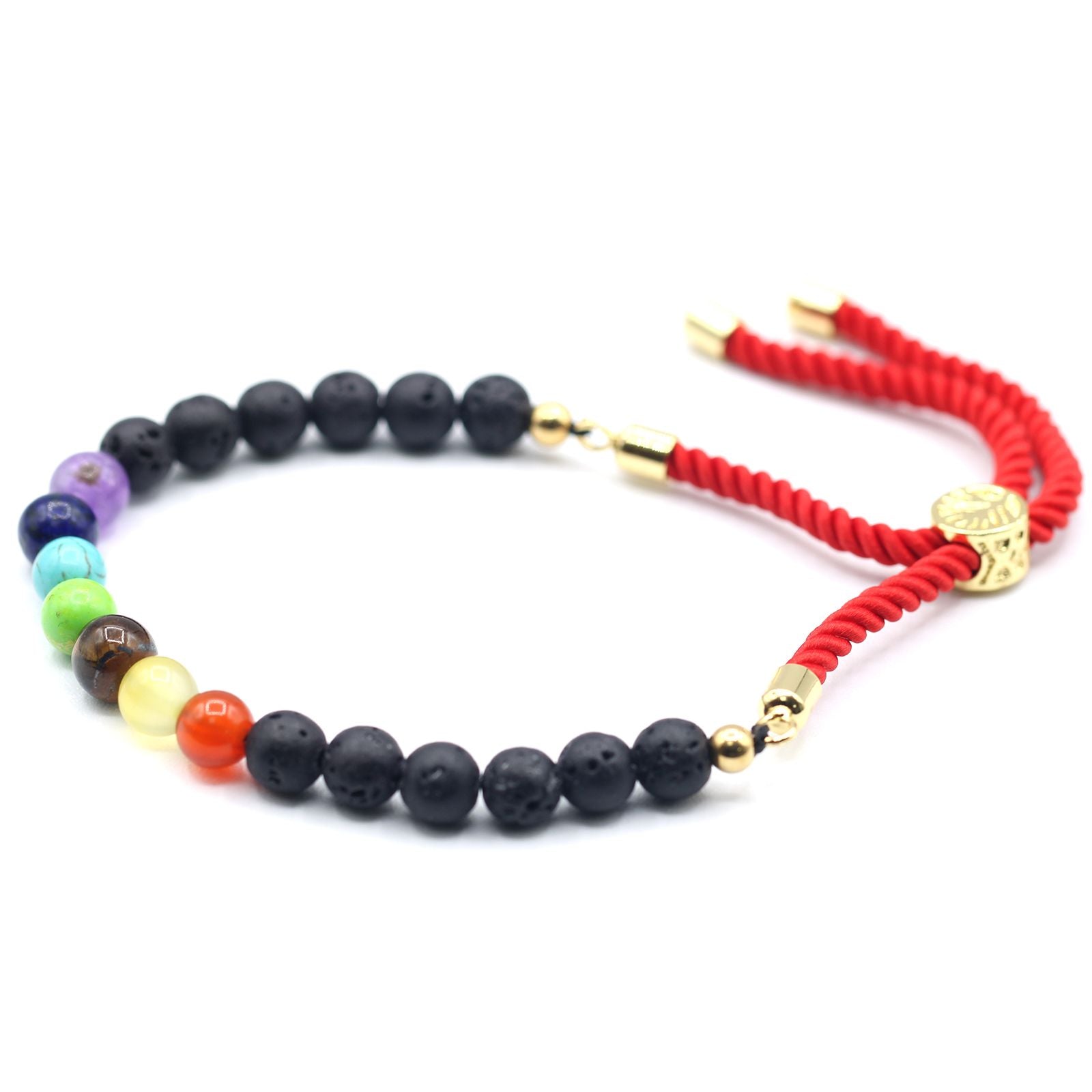 Lava Stone Chakra Bracelet: Grounding Chakra - 18k Gold Plated