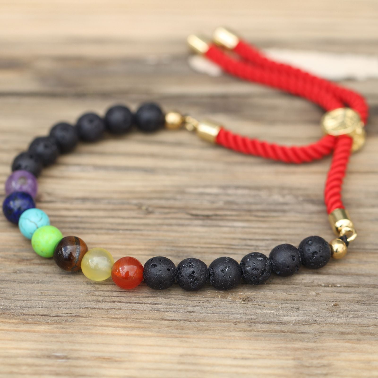 Lava Stone Chakra Bracelet: Grounding Chakra - 18k Gold Plated