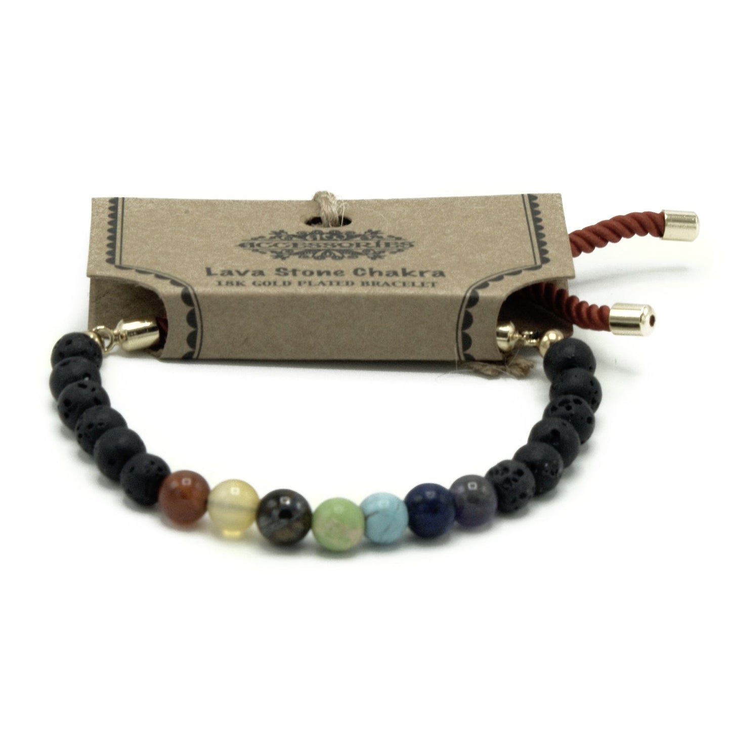 Lava Stone Chakra Bracelet: Grounding Chakra - 18k Gold Plated