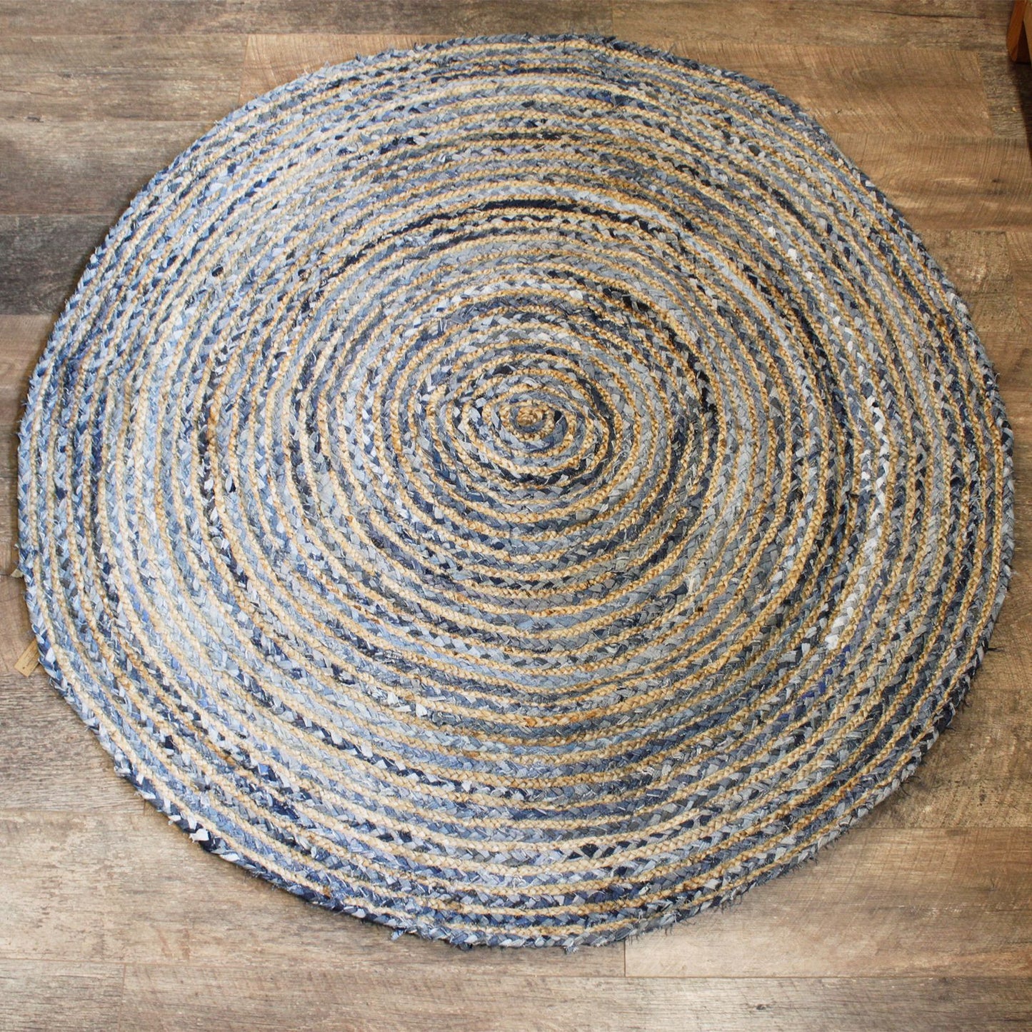 Handwoven Jute & Recycled Denim Rug - 150cm