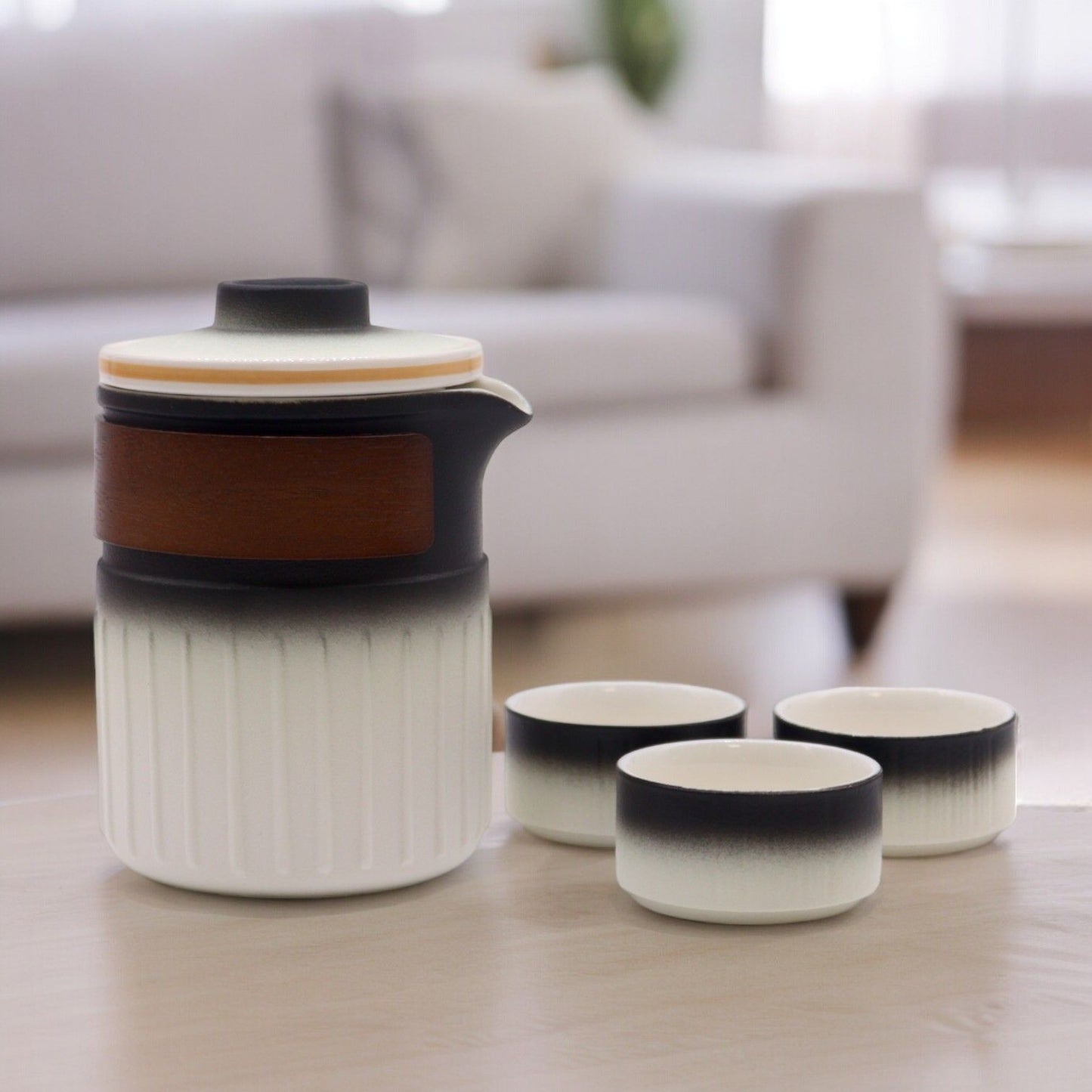 Travel Ceramic Teapot: Portable Tea Set - 3 Cups