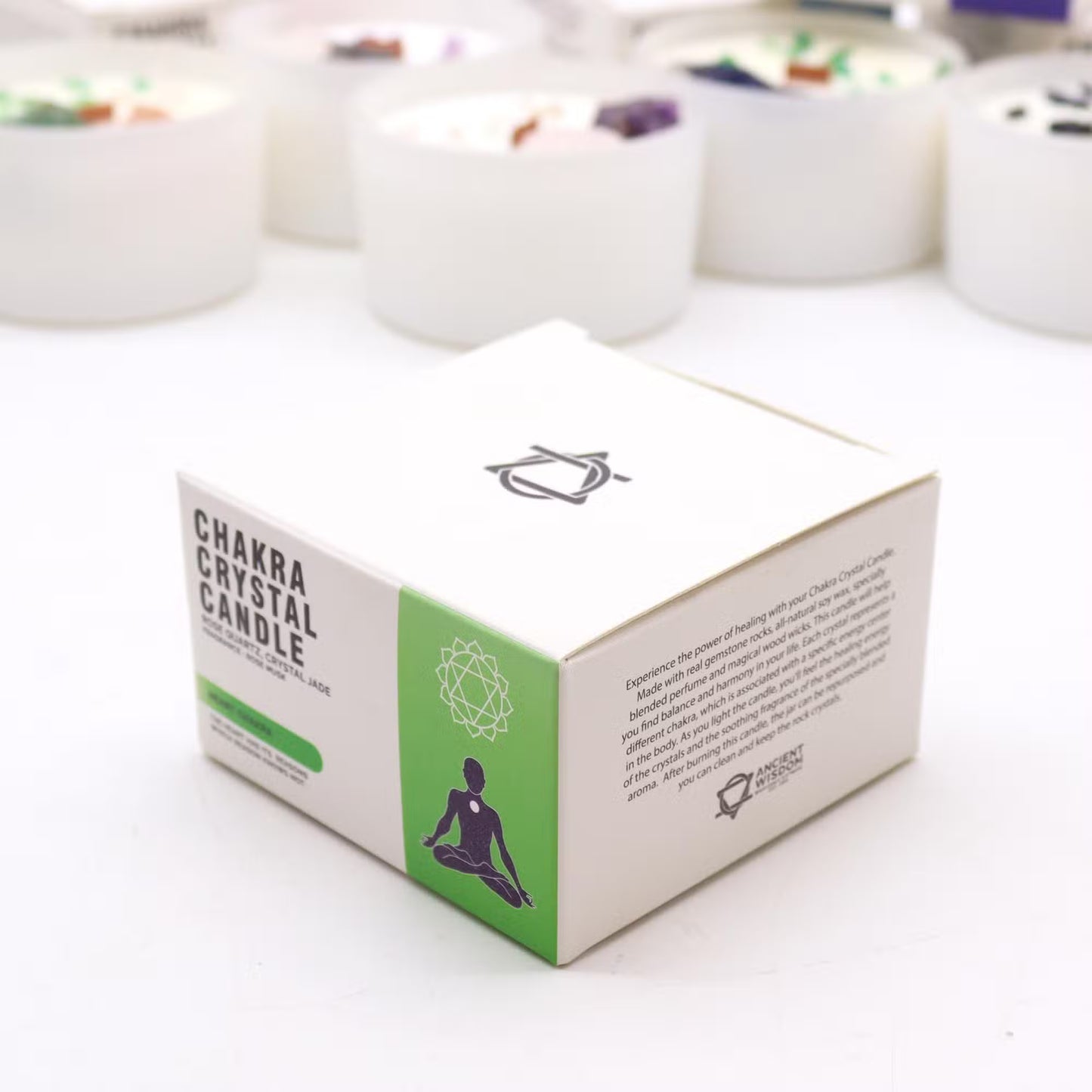 Heart Chakra Crystal Candle - Rose Quartz & Crystal Jade Crystals - Bath & Soak