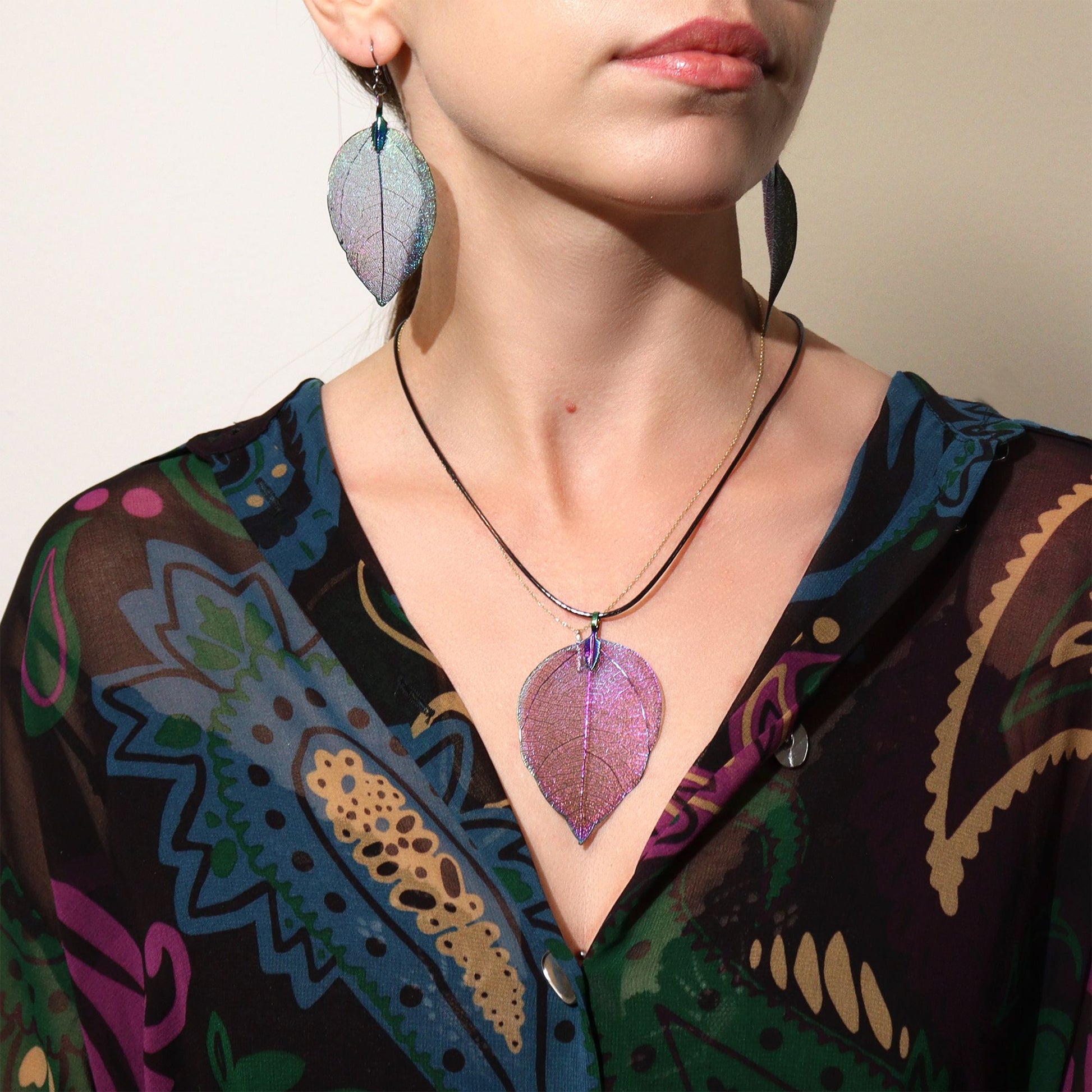 Real Leaf Necklace - Multicoloured