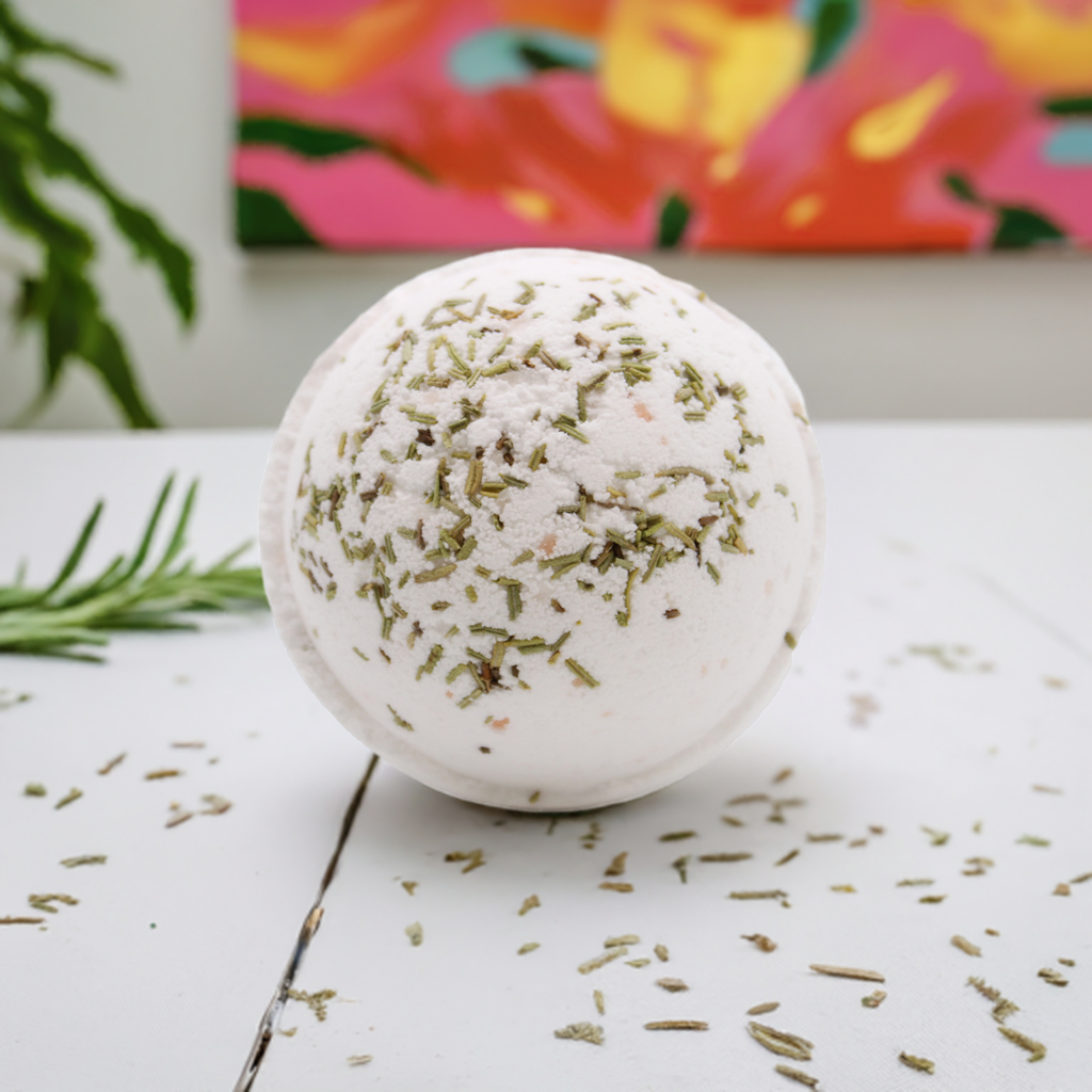 Rosemary, Clary Sage & Olive Oil Himalayan Salt Bath Bomb - 180g