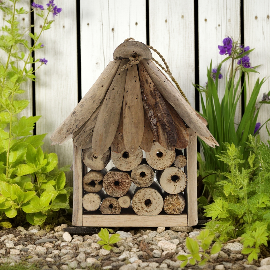 Recycled Driftwood Bee & Insect Garden Box - 22cm