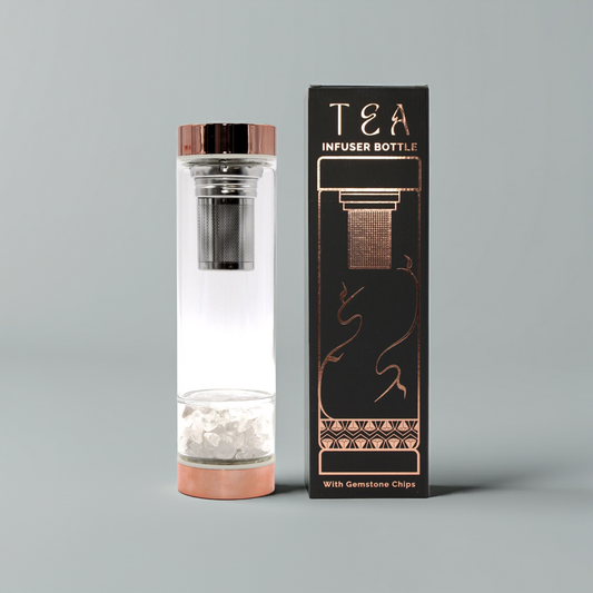 Crystal Glass Tea Infuser Bottle: Rock Quartz - 500ml