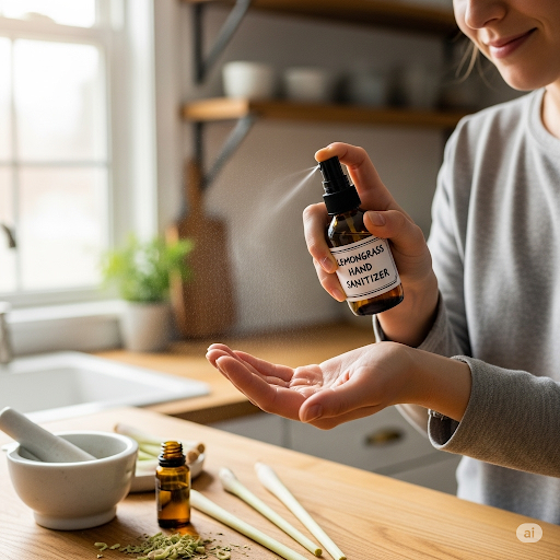 Homemade Lemongrass Essential Oil Hand Sanitizer