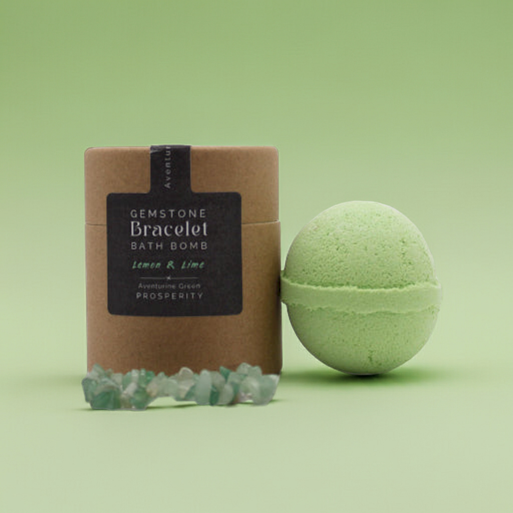 Lemon & Lime Bath Bomb: Green Aventurine Gemstone Bracelet - 140g