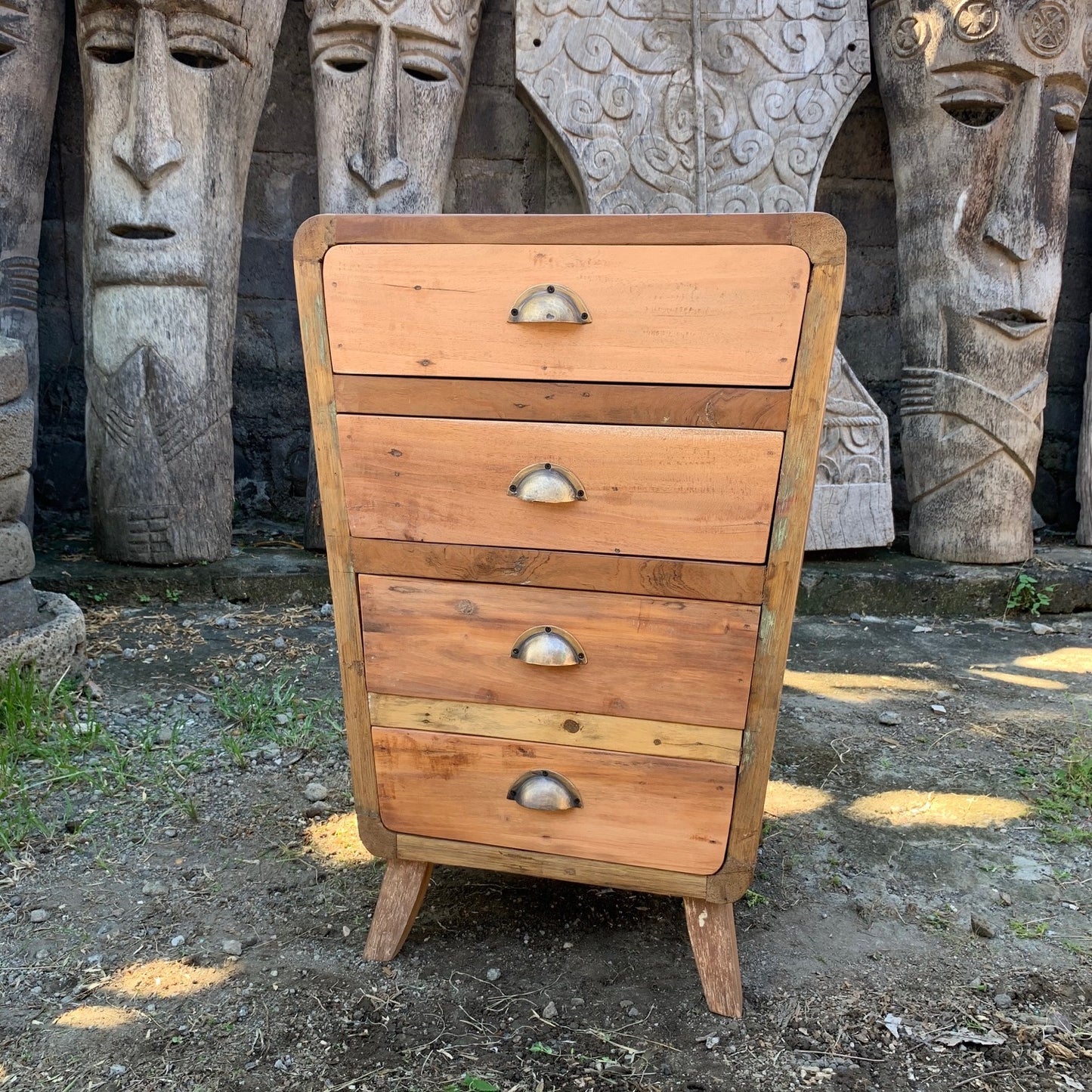 Reclaimed Teak Storage: Unique 4-Drawer Unit