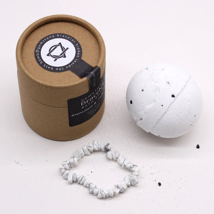 Grapefruit & Ylang Ylang Bath Bomb With White Jasper Gem Bracelet - 140g