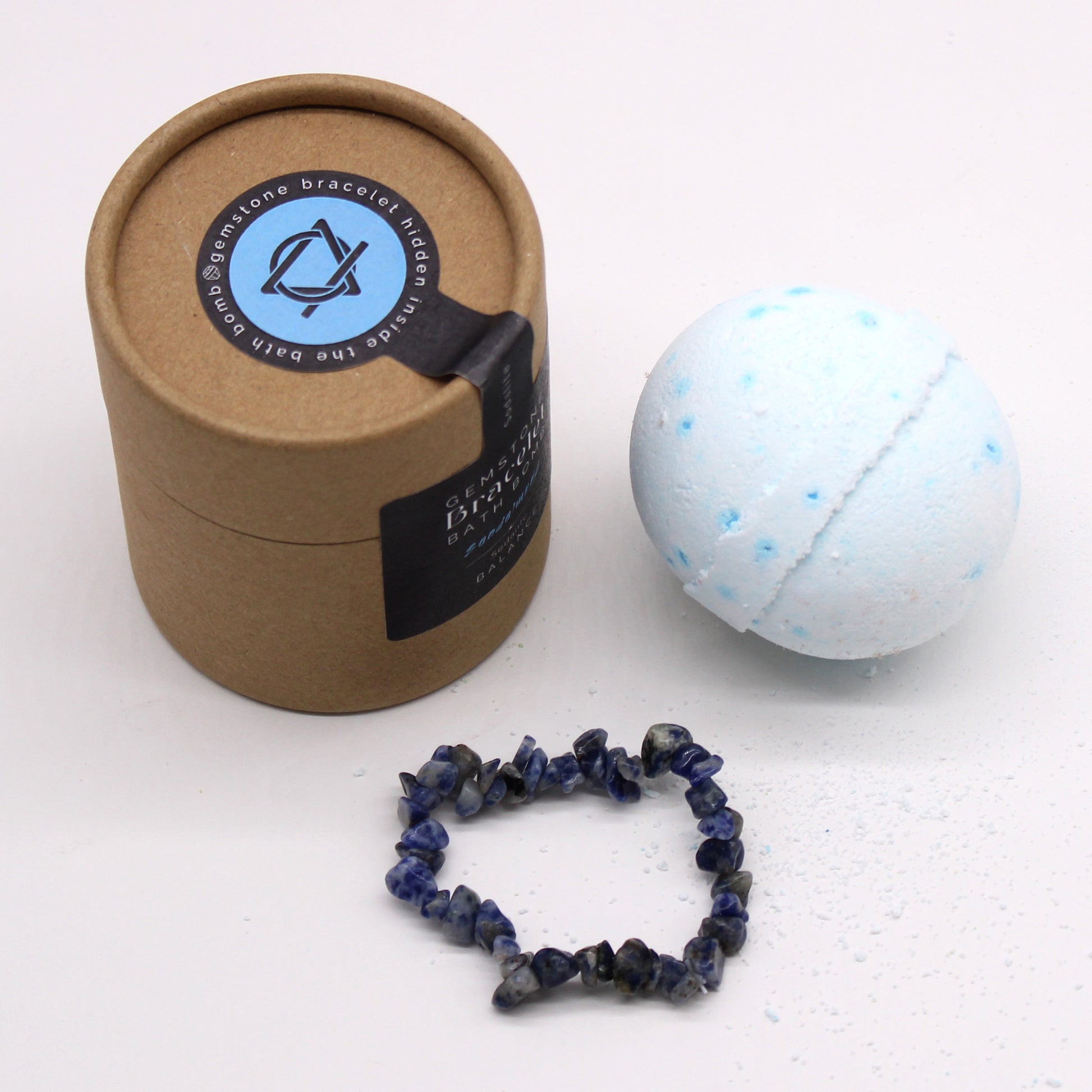 Sandalwood Bath Bomb With Sodalite Gem Bracelet - 140g