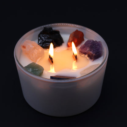 Seven Chakra Crystal Candle - With All Seven Chakra Crystals - Bath & Soak