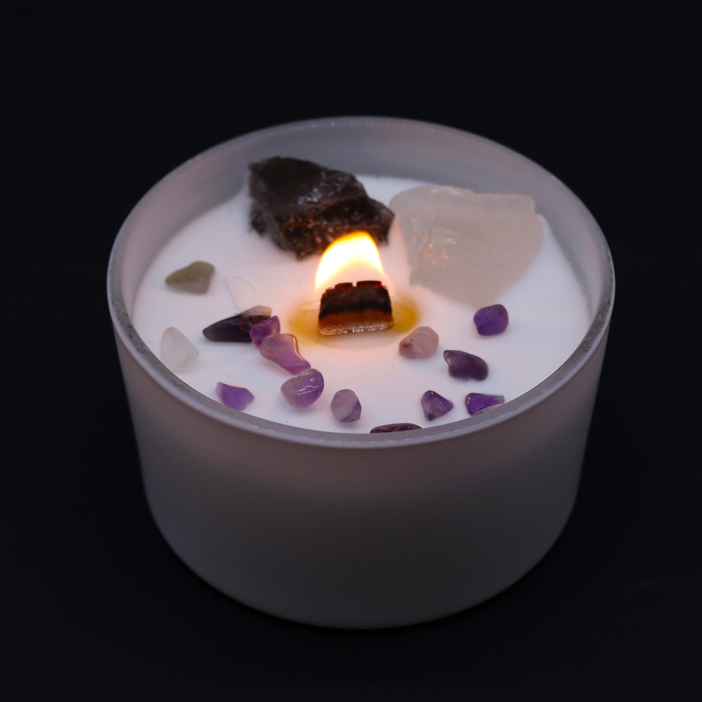 Crown Chakra Crystal Candle - Celestite & Selenite Crystals - Bath & Soak