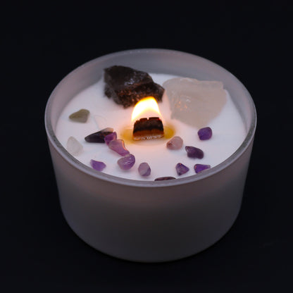 Crown Chakra Crystal Candle - Celestite & Selenite Crystals - Bath & Soak